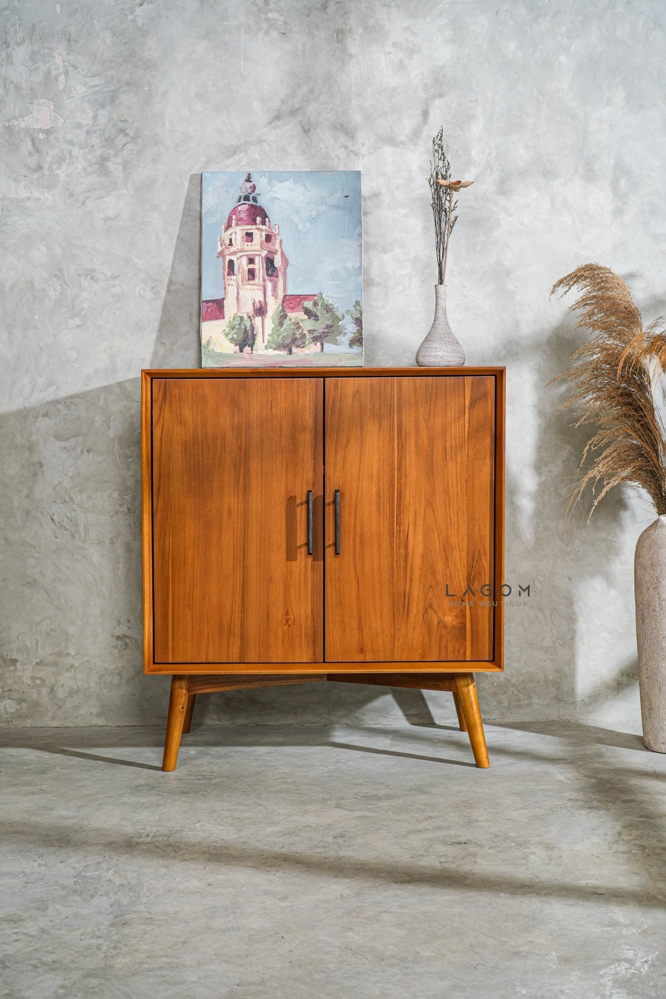 Minimalist Solid Teak Buffet with 2 Doors - Buffet - Lagom Home Boutique
