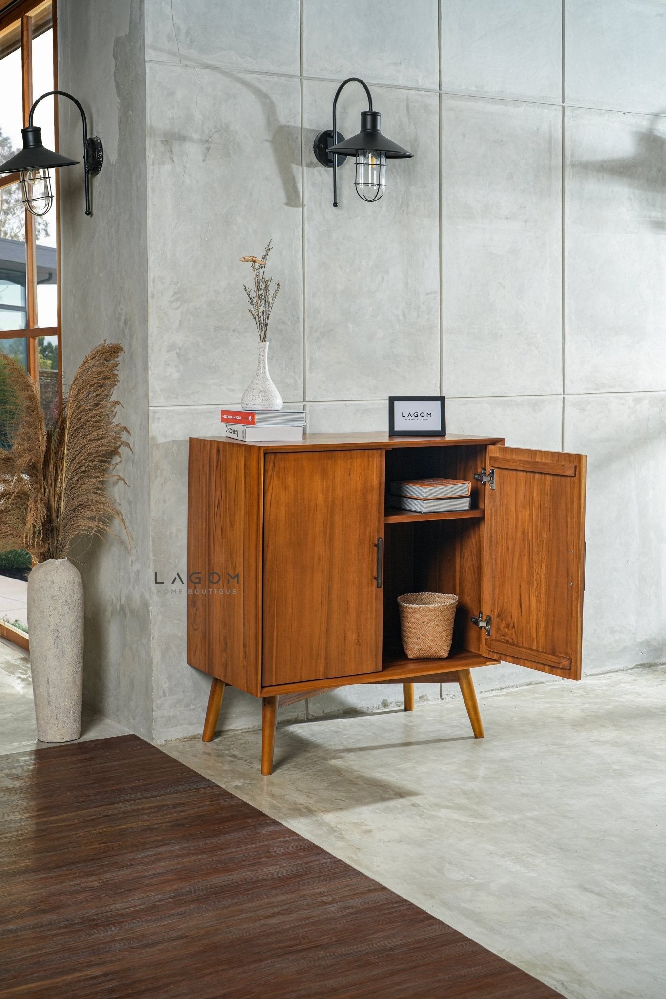 Minimalist Solid Teak Buffet with 2 Doors - Buffet - Lagom Home Boutique