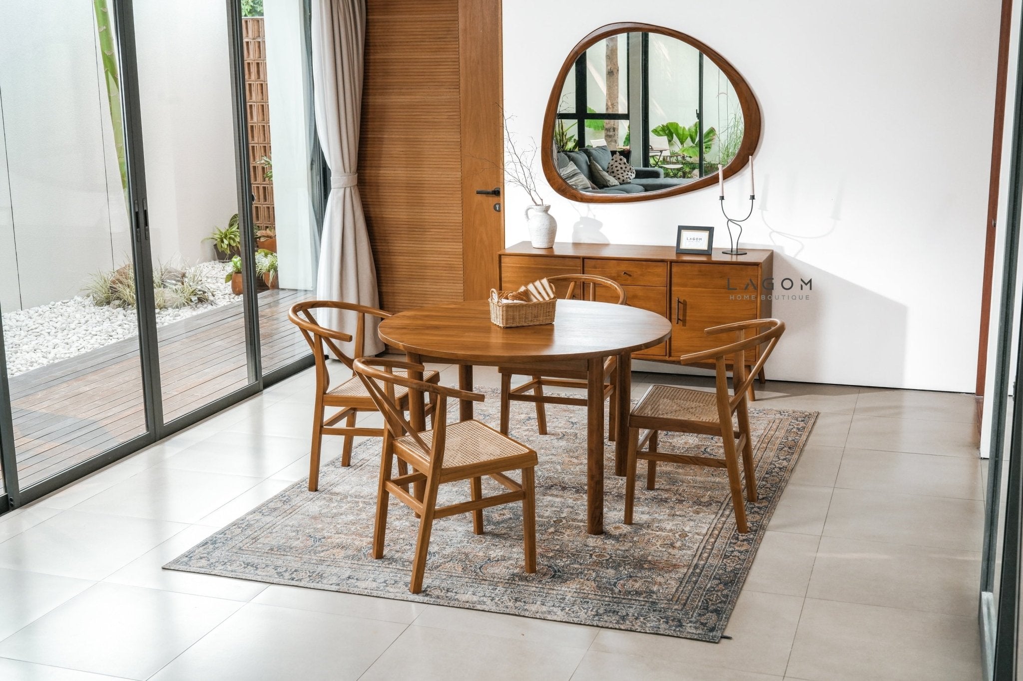 Minimalist Teak Buffet with 2 Doors & 3 Drawers - Buffet - Lagom Home Boutique
