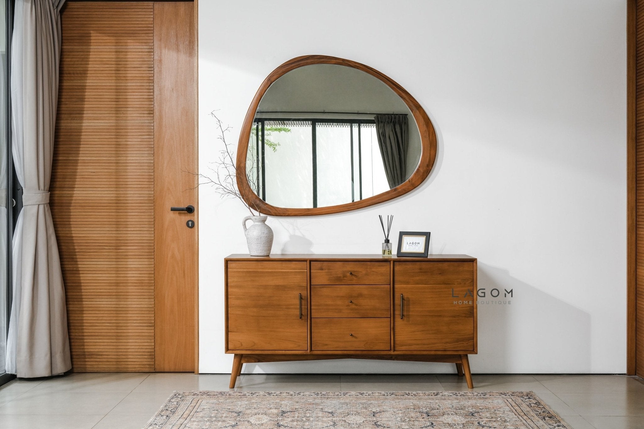 Minimalist Teak Buffet with 2 Doors & 3 Drawers - Buffet - Lagom Home Boutique