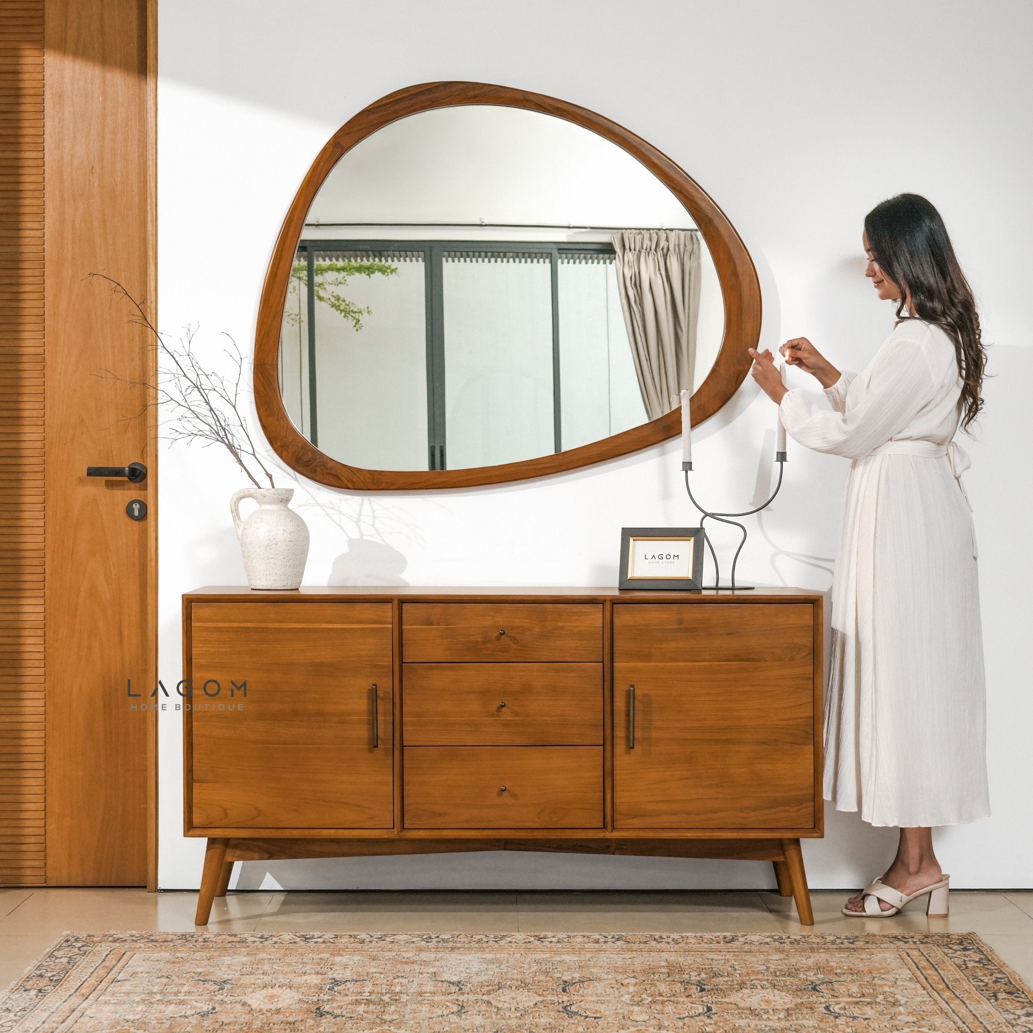 Minimalist Teak Buffet with 2 Doors & 3 Drawers - Buffet - Lagom Home Boutique