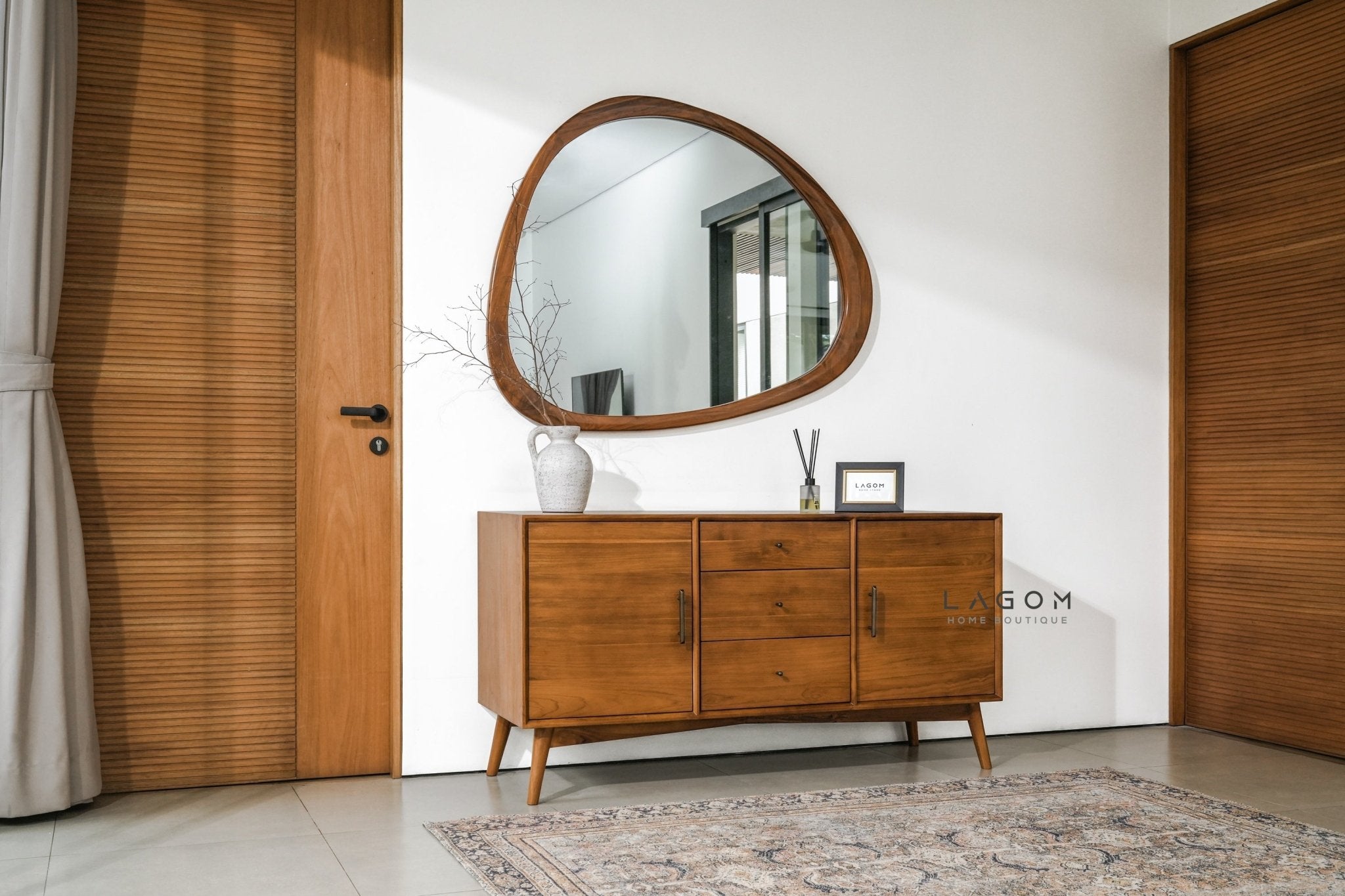 Minimalist Teak Buffet with 2 Doors & 3 Drawers - Buffet - Lagom Home Boutique