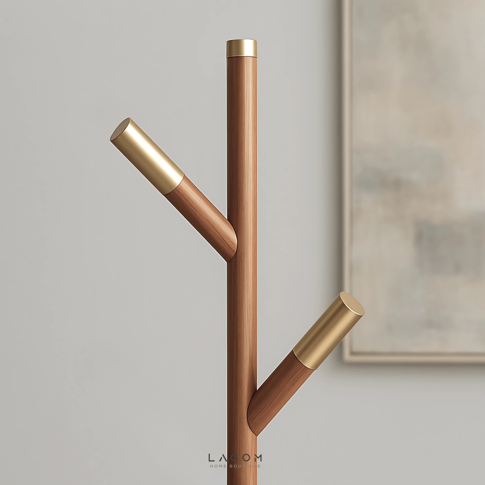 Minimalist Teak Coat Rack – Branch Design - Standing Coat Hanger - Lagom Home Boutique
