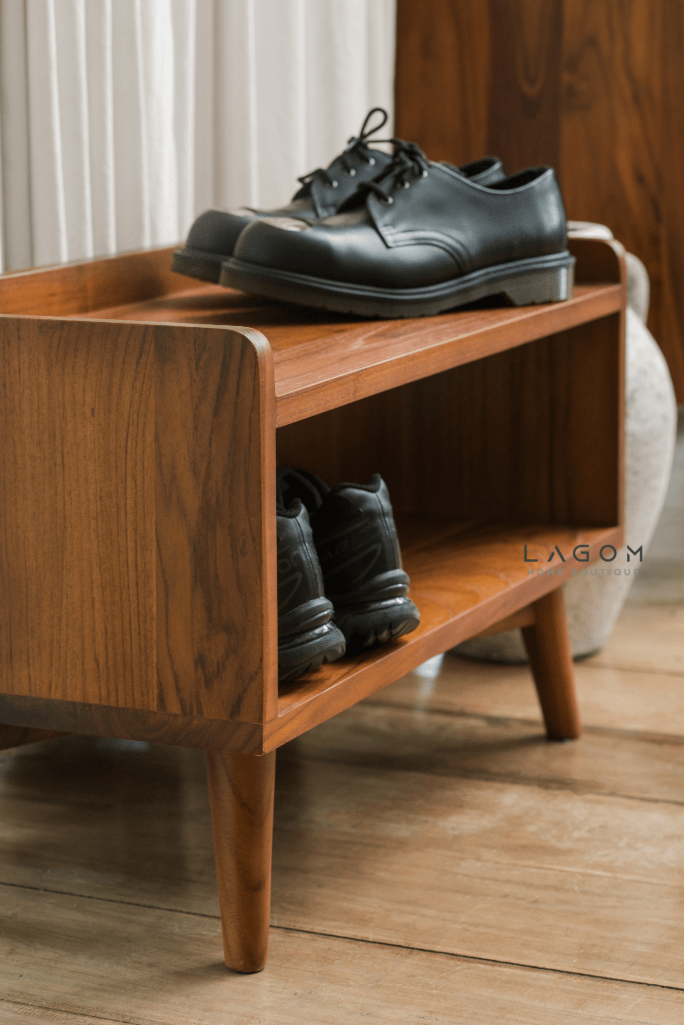 Minimalist Teak Shoe Rack - Shoe Rack - Lagom Home Boutique