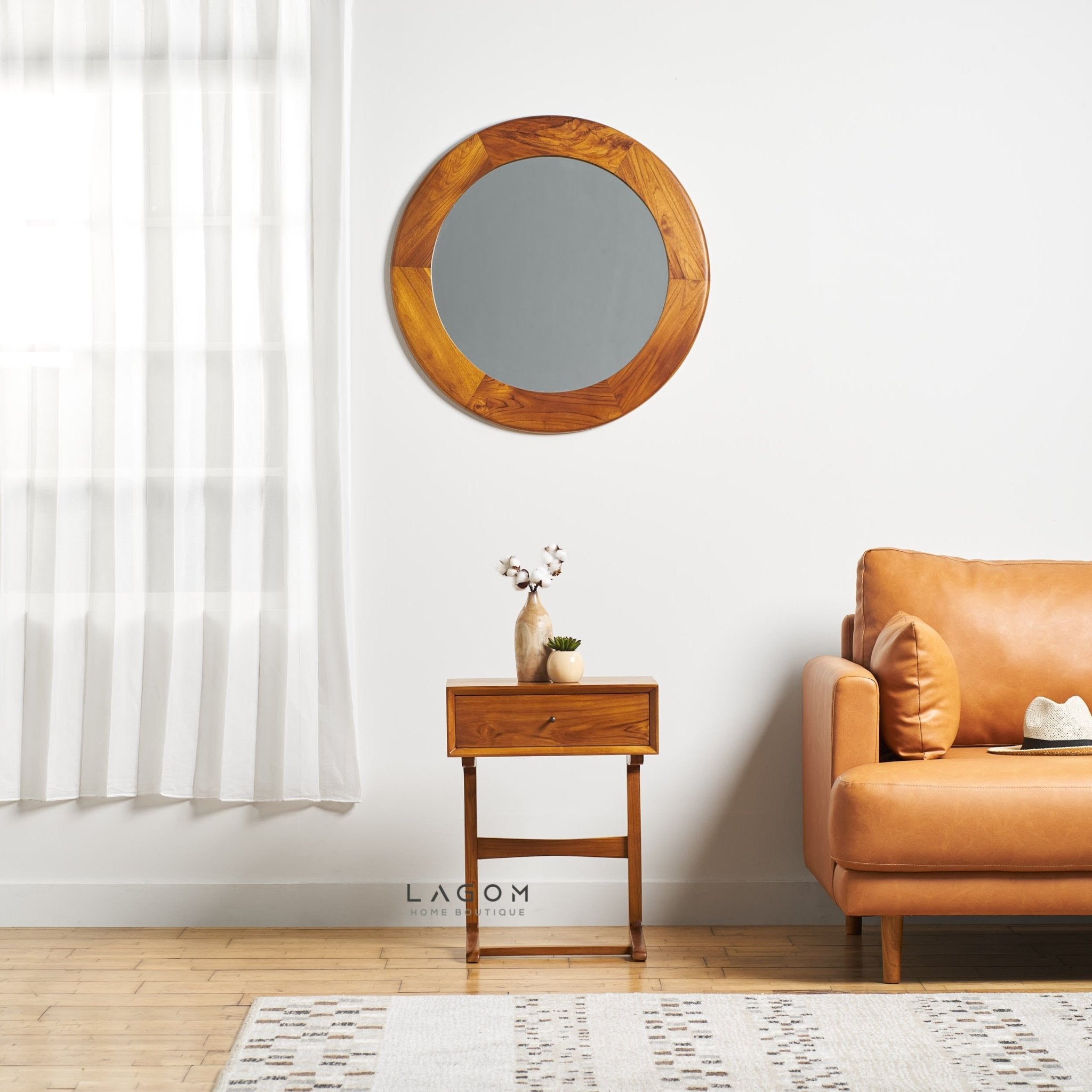 Minimalist Teak Side Table with Drawer - Side Table - Lagom Home Boutique