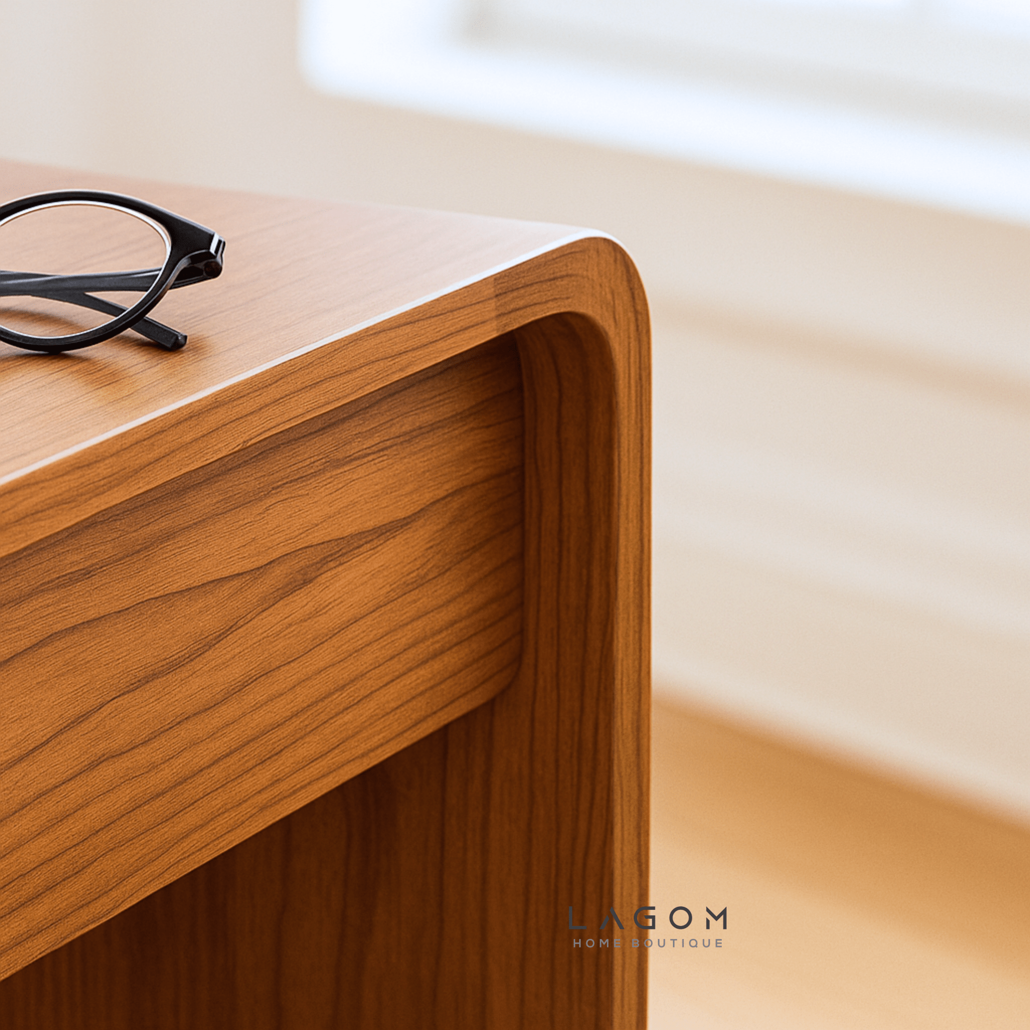 Minimalist Teak Side Table with Open Storage - Side Table - Lagom Home Boutique