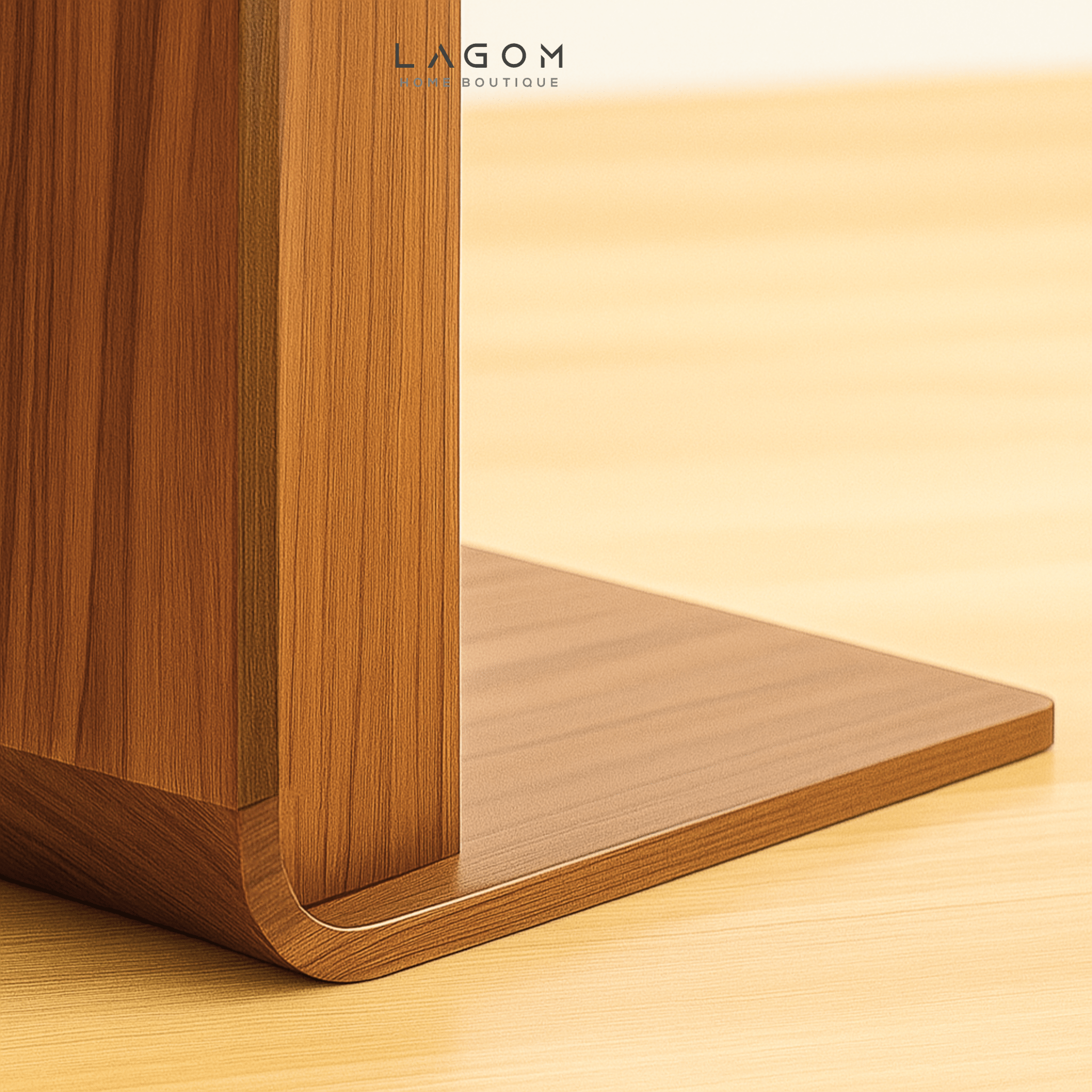Minimalist Teak Side Table with Open Storage - Side Table - Lagom Home Boutique