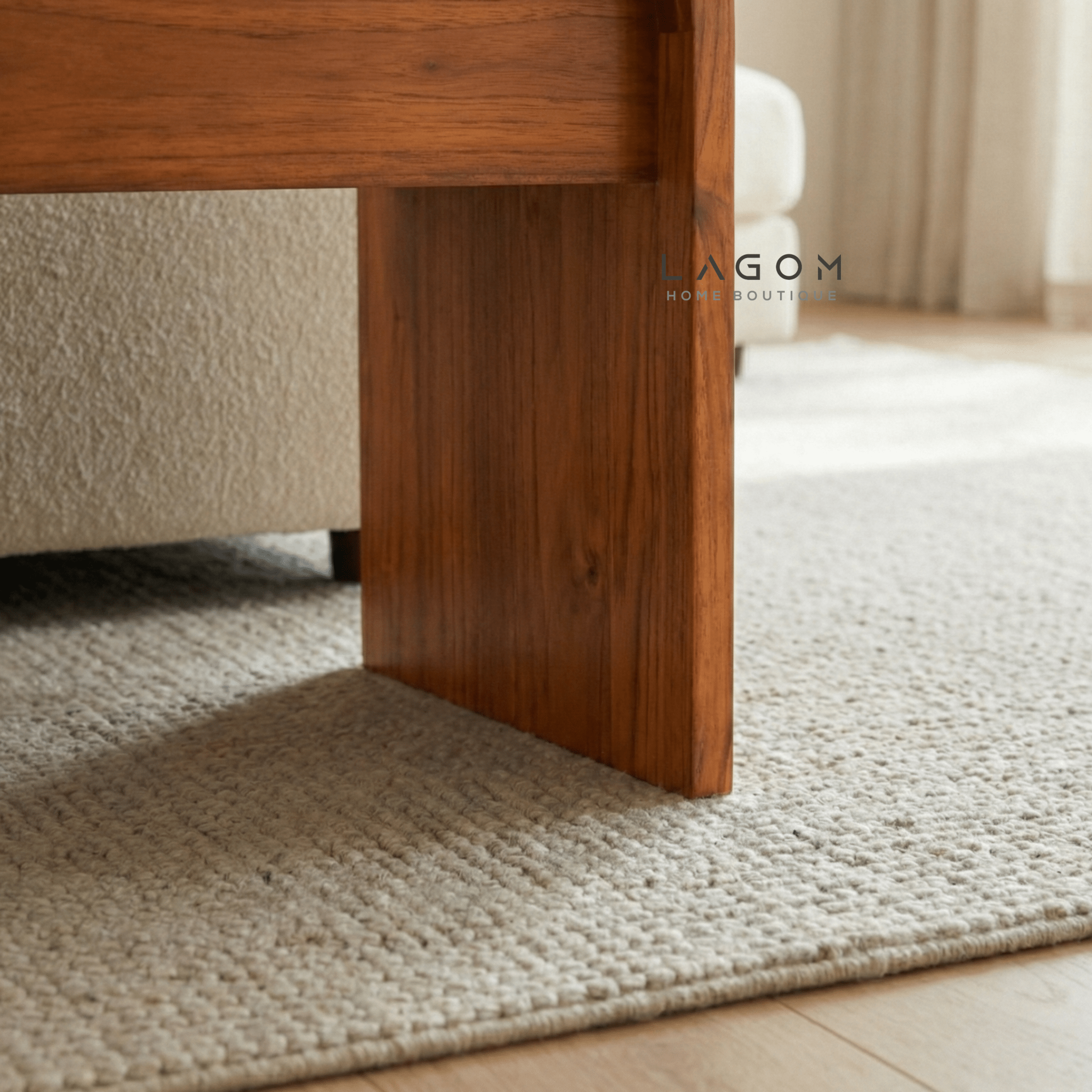 Minimalist Teak Side Table with Open Storage - Side Table - Lagom Home Boutique