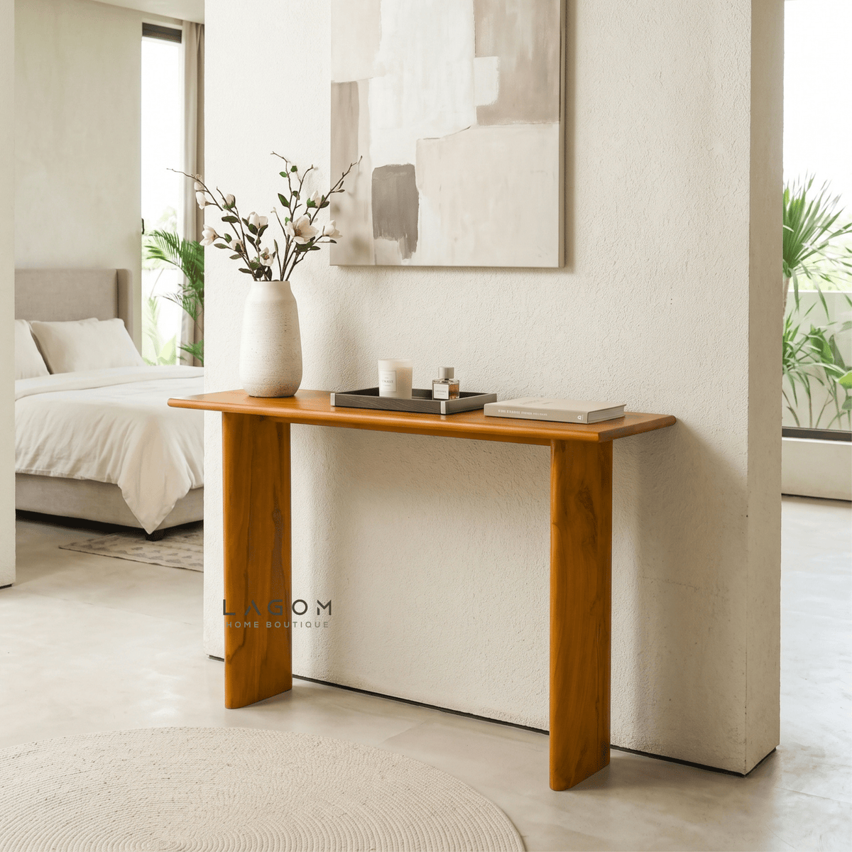 Minimalist Teak Wood Console Table-Console Table-Lagom Home Boutique