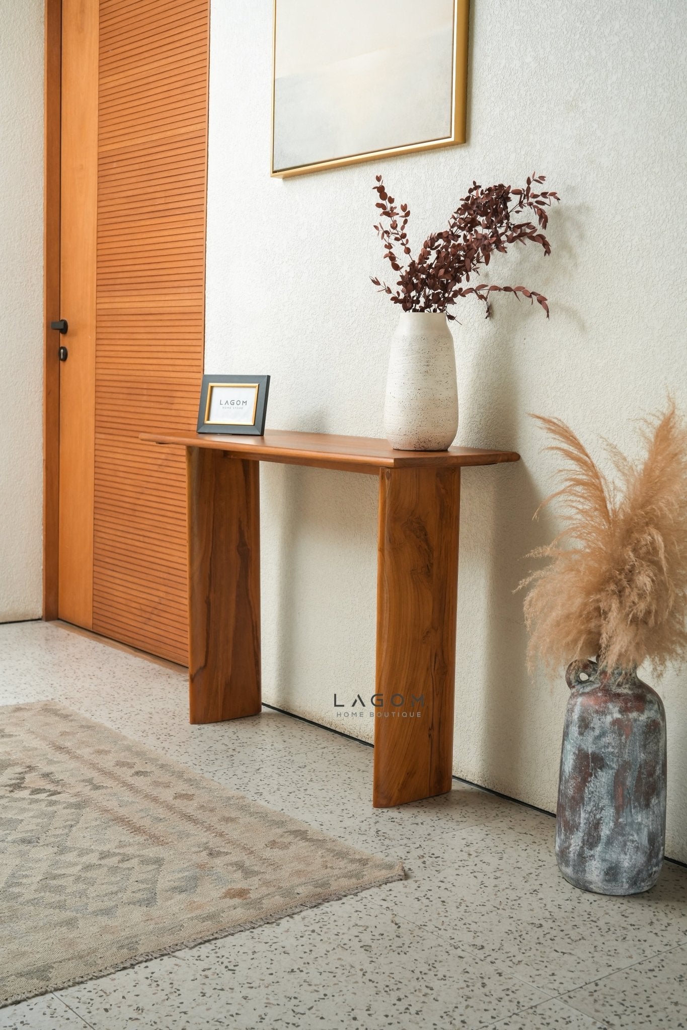 Minimalist Teak Wood Console Table - Console Table - Lagom Home Boutique