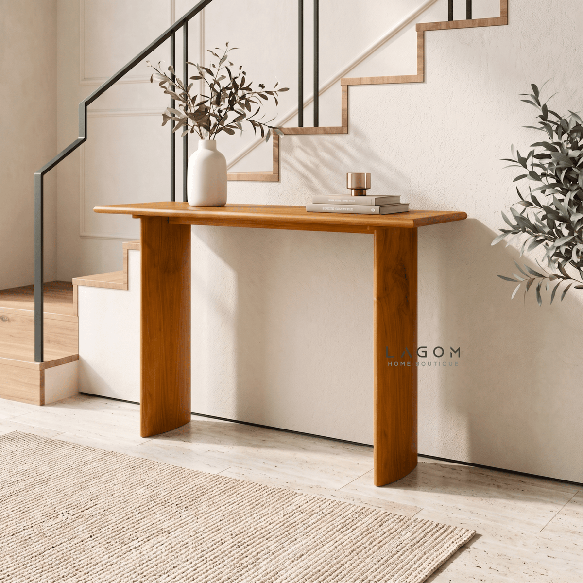 Minimalist Teak Wood Console Table-Console Table-Lagom Home Boutique