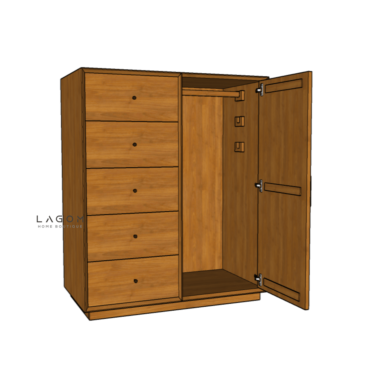Montessori Wardrobe in Solid Teak-Wardrobe-Lagom Home Boutique