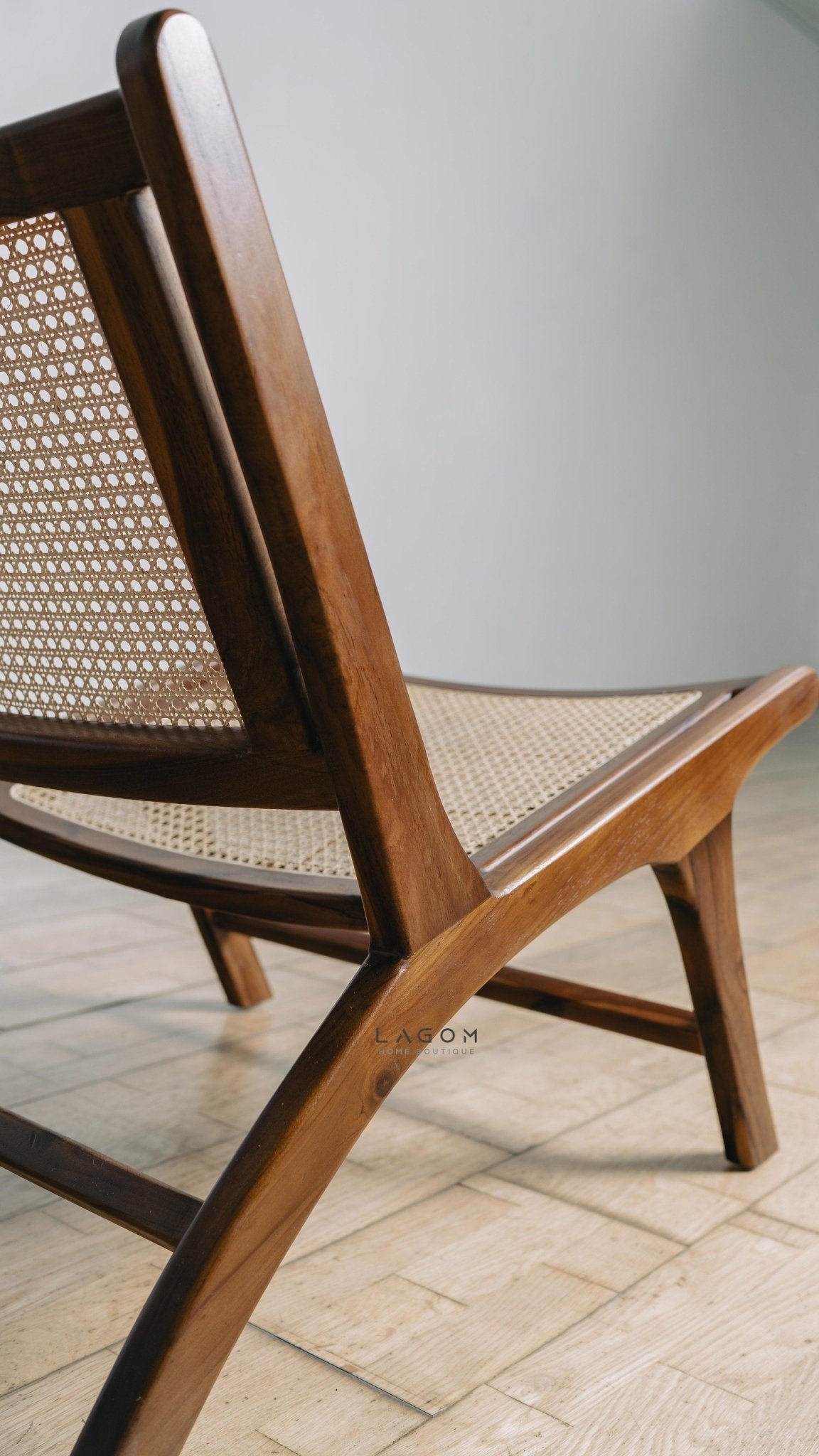 Premium Lounge Chair in Teak & Rattan - Chair - Lagom Home Boutique