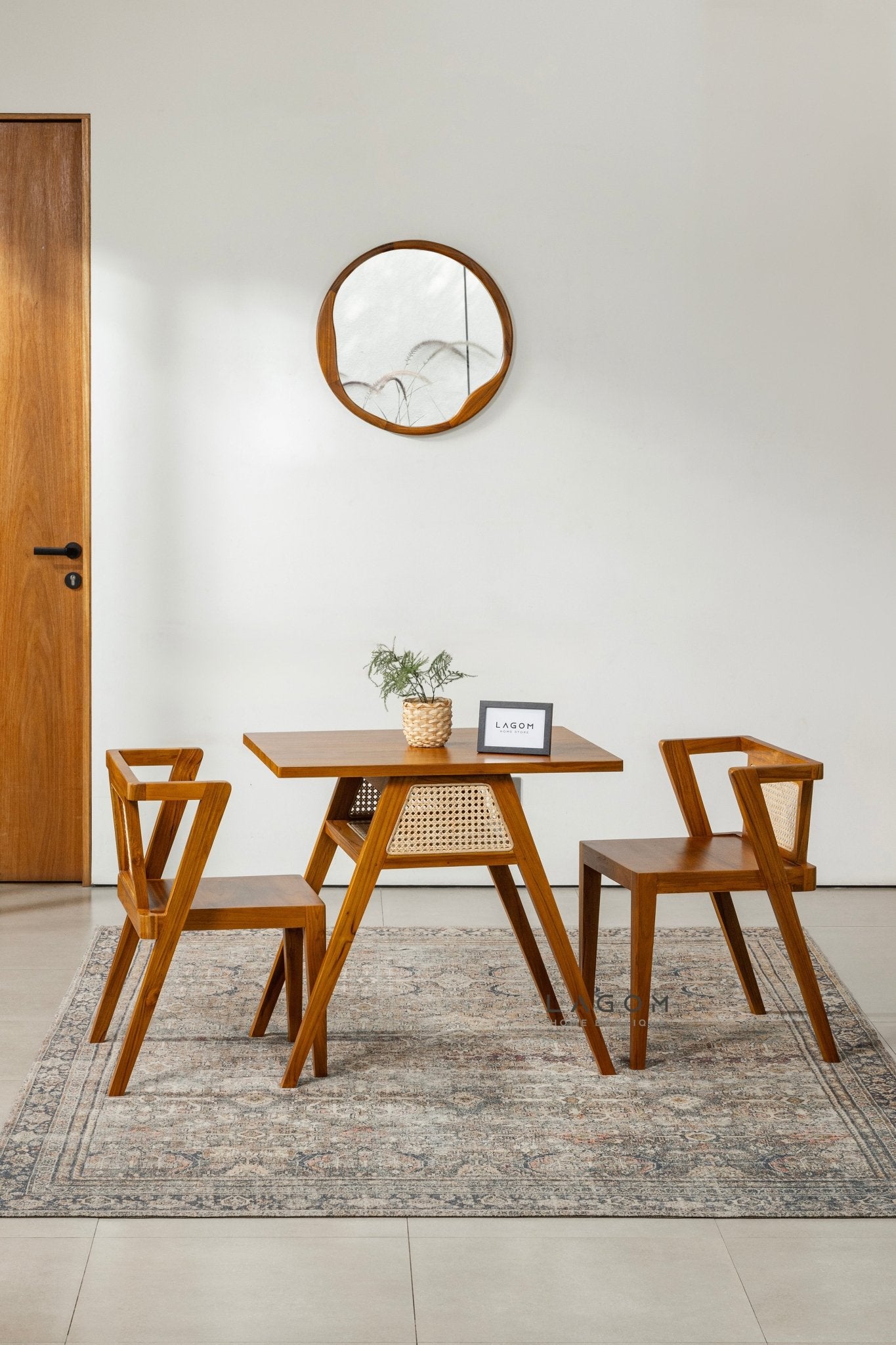 Premium Teak and Rattan Dining Set - Dining Set - Lagom Home Boutique