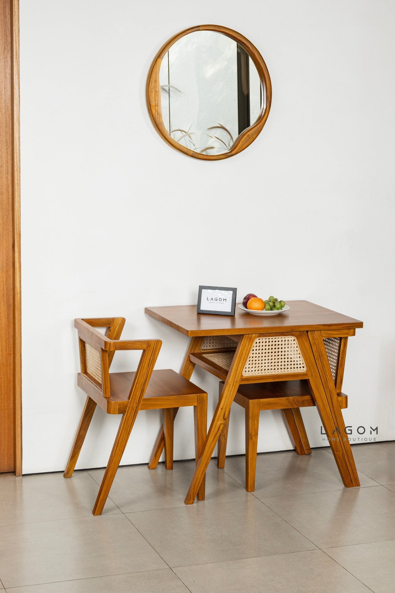 Premium Teak and Rattan Dining Set - Dining Set - Lagom Home Boutique