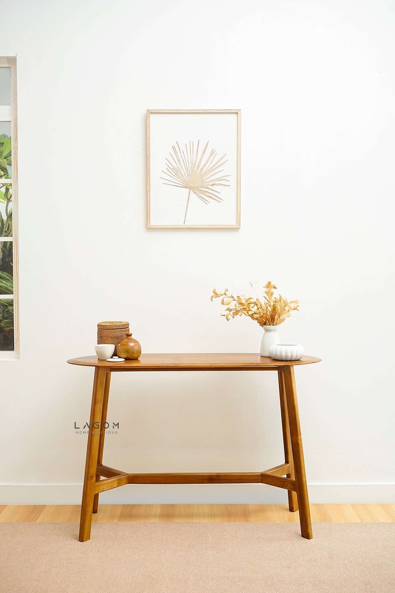 Sleek Oval Console Table in Premium Solid Teak - Console Table - Lagom Home Boutique