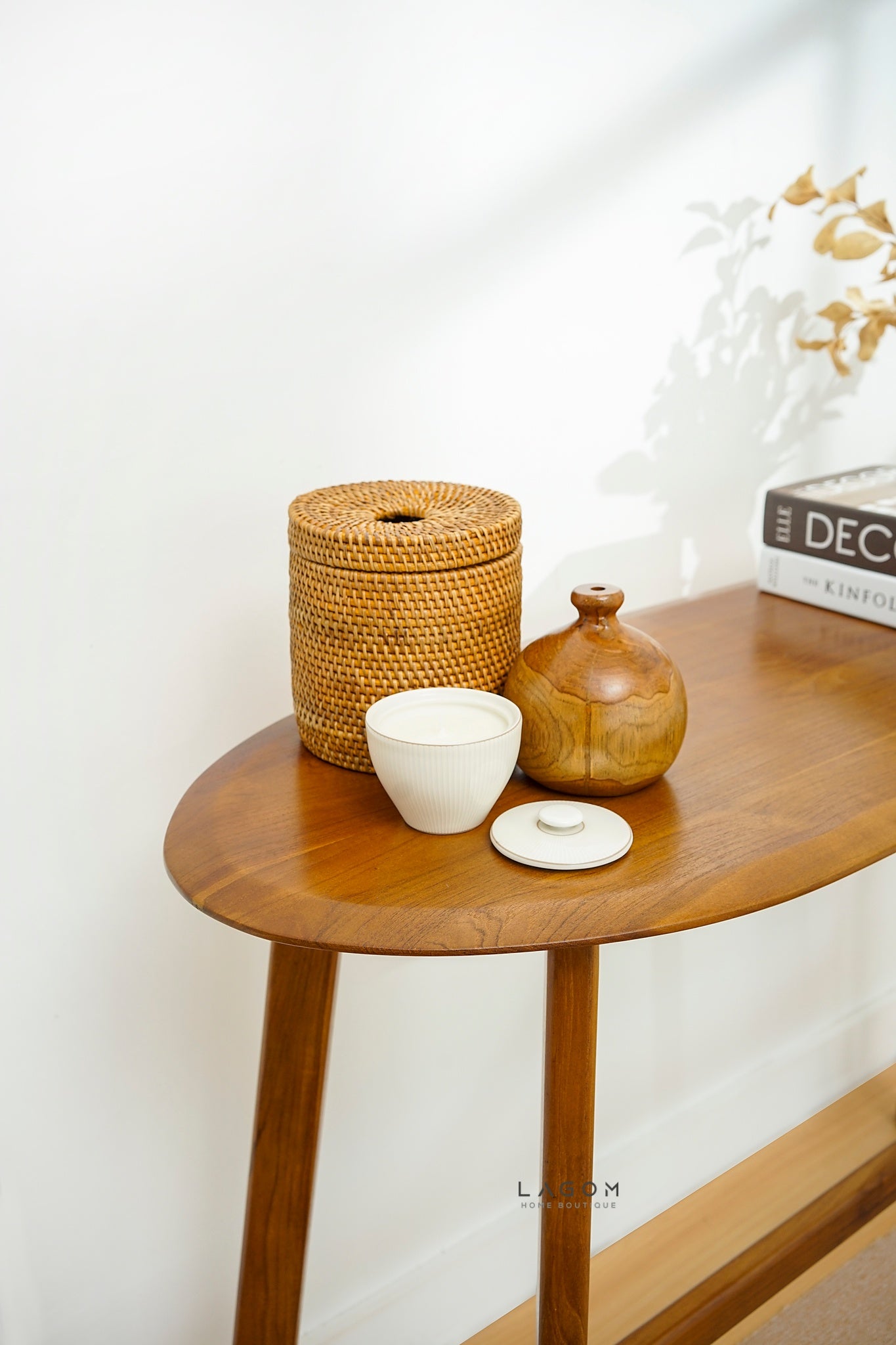 Sleek Oval Console Table in Premium Solid Teak - Console Table - Lagom Home Boutique