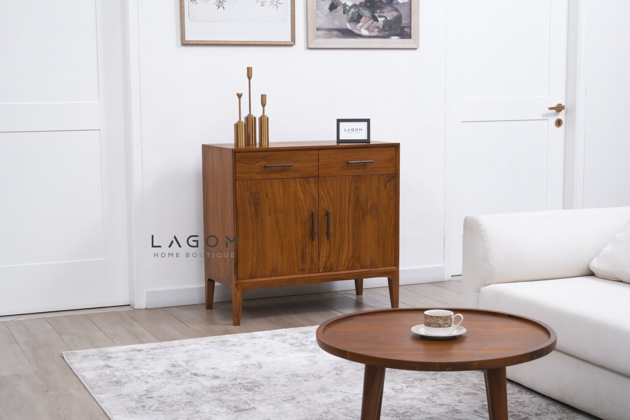 Solid Teak Buffet with 2 Doors and 2 Drawers - Buffet - Lagom Home Boutique