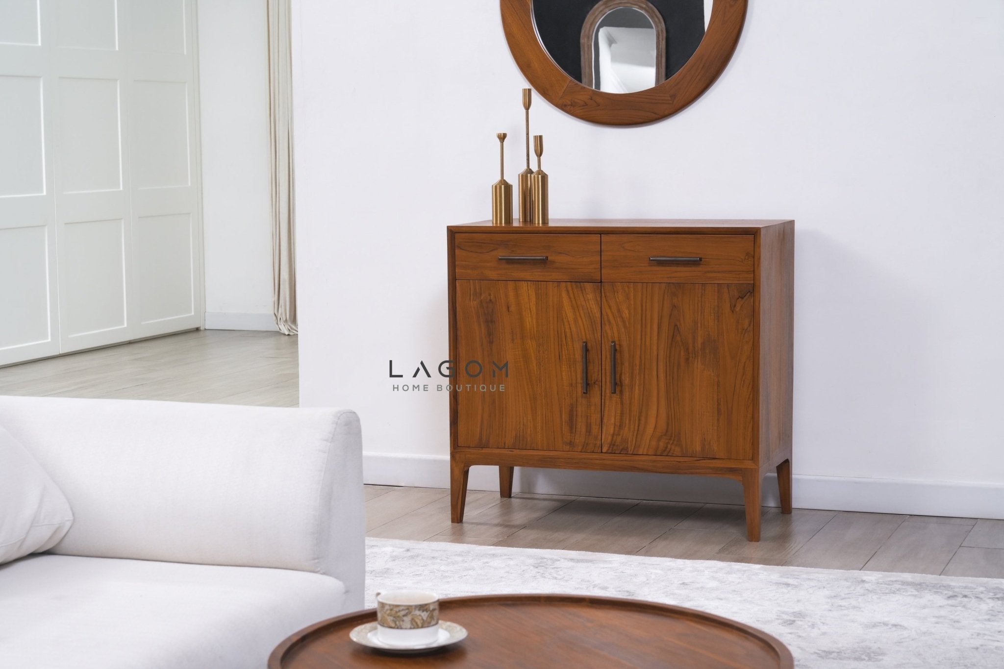 Solid Teak Buffet with 2 Doors and 2 Drawers - Buffet - Lagom Home Boutique