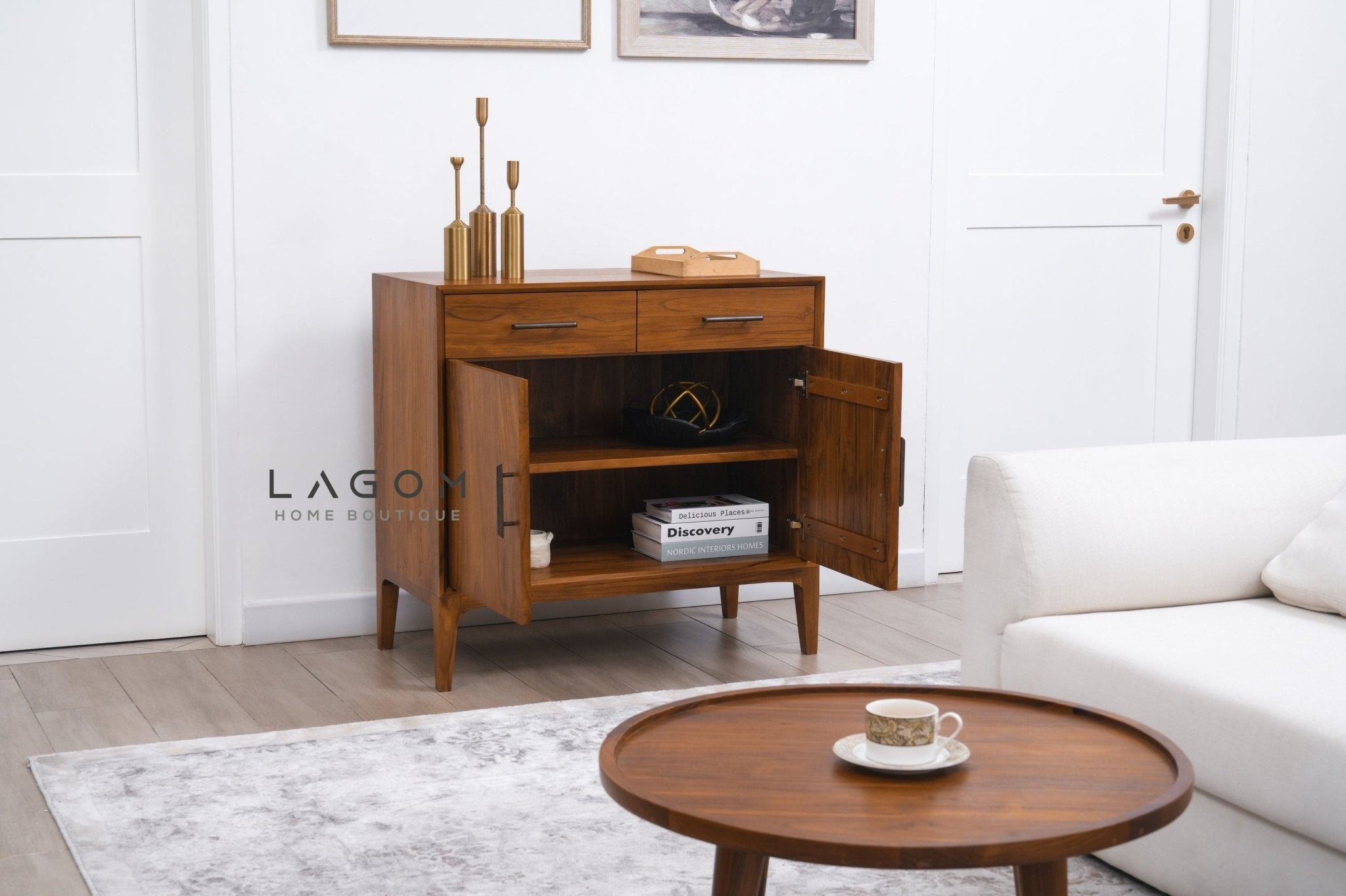 Solid Teak Buffet with 2 Doors and 2 Drawers - Buffet - Lagom Home Boutique