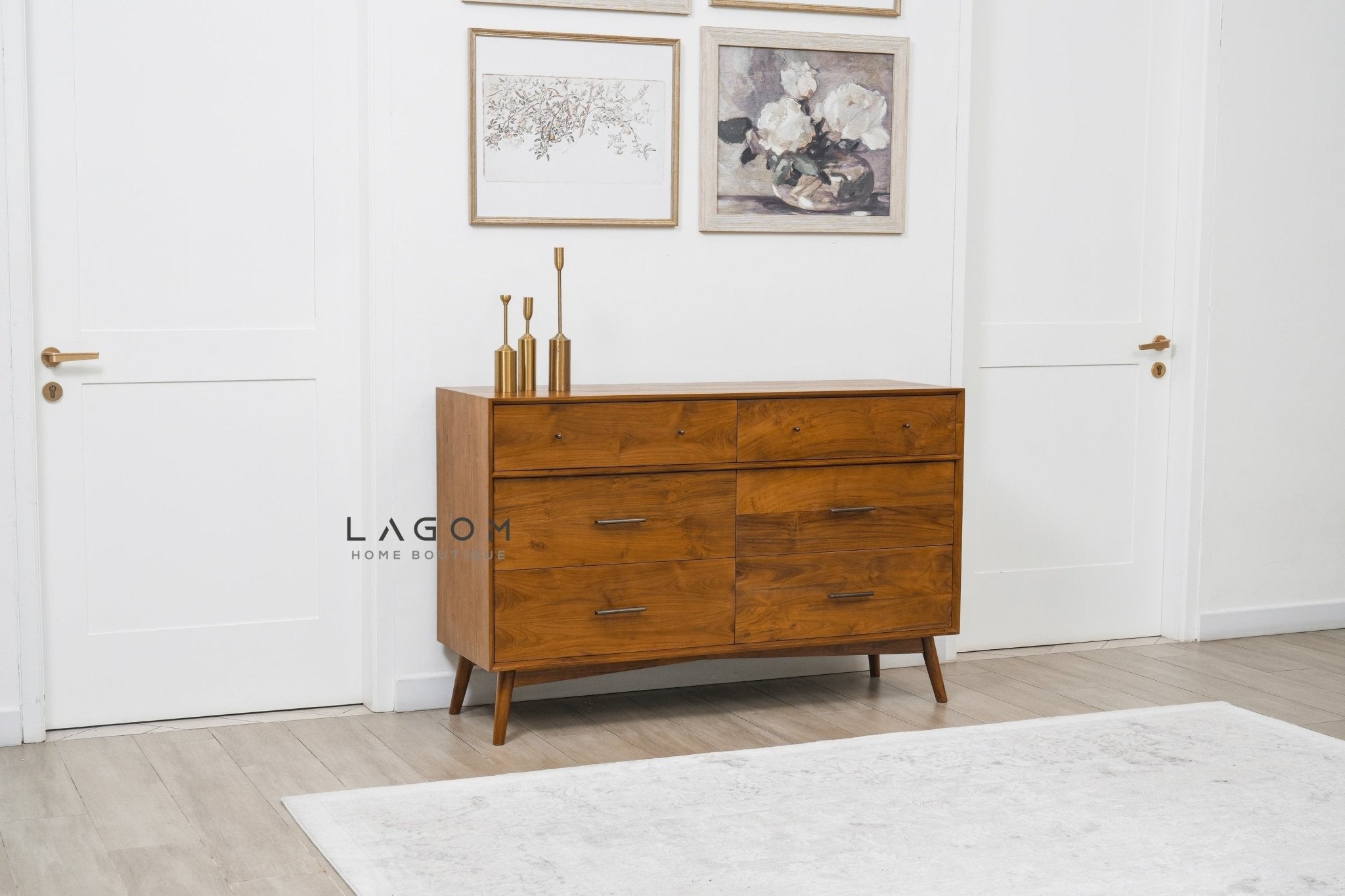 Solid Teak Buffet with 6 Drawers - Buffet - Lagom Home Boutique