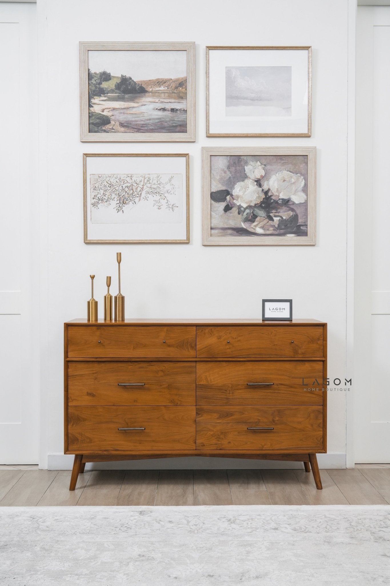 Solid Teak Buffet with 6 Drawers - Buffet - Lagom Home Boutique