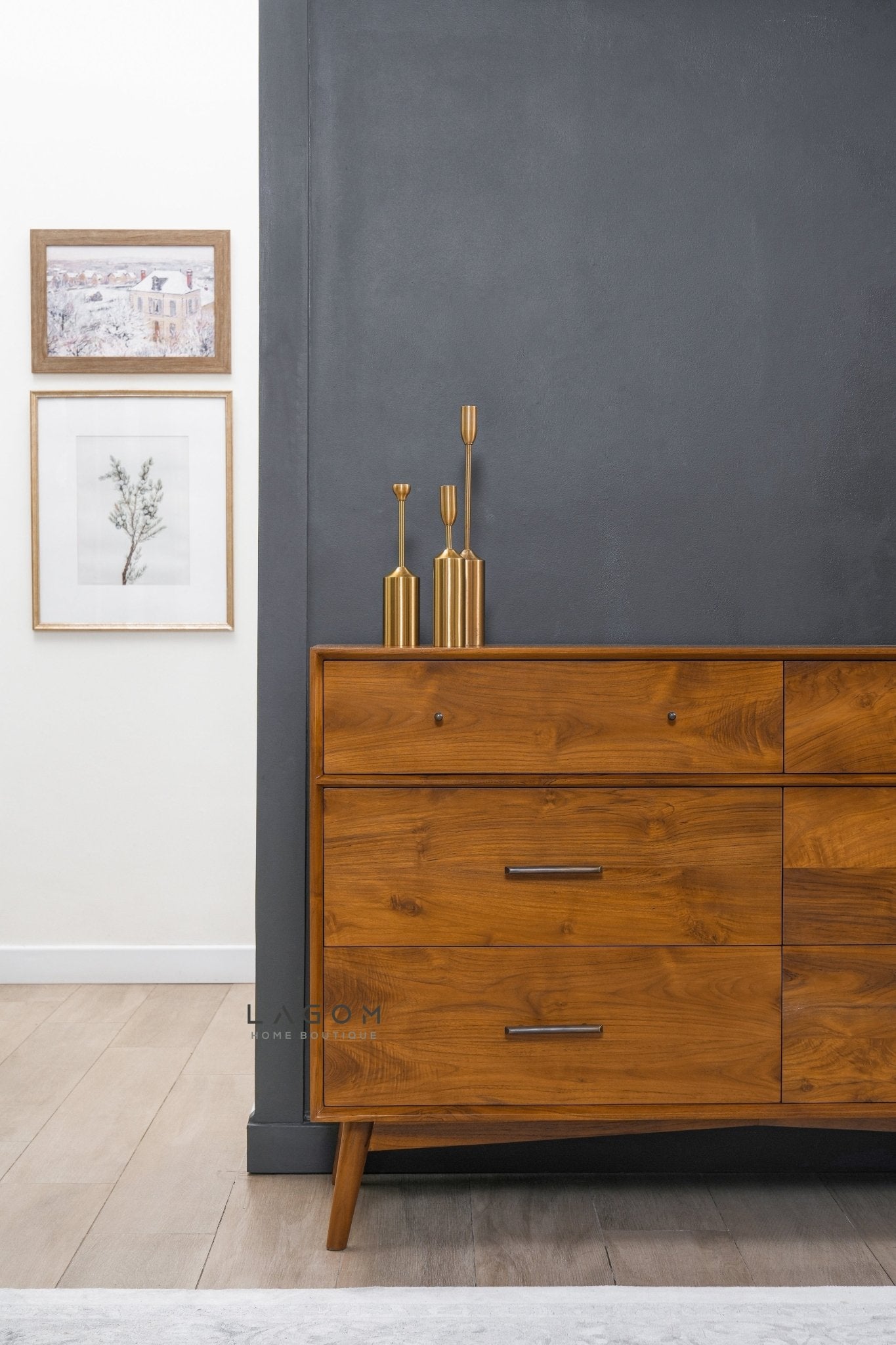 Solid Teak Buffet with 6 Drawers - Buffet - Lagom Home Boutique