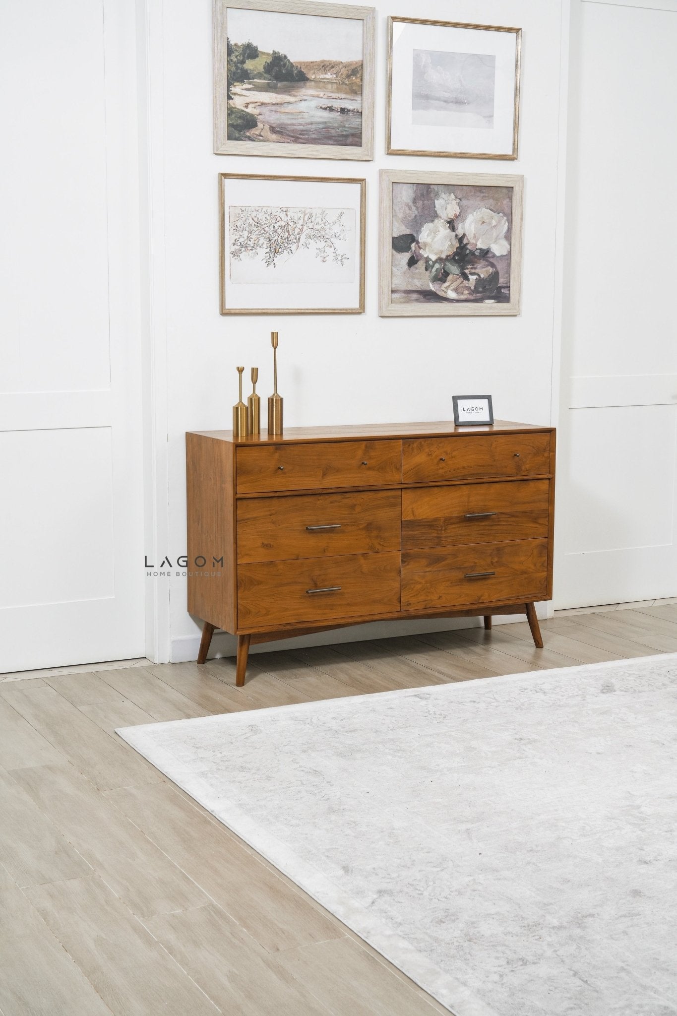 Solid Teak Buffet with 6 Drawers - Buffet - Lagom Home Boutique