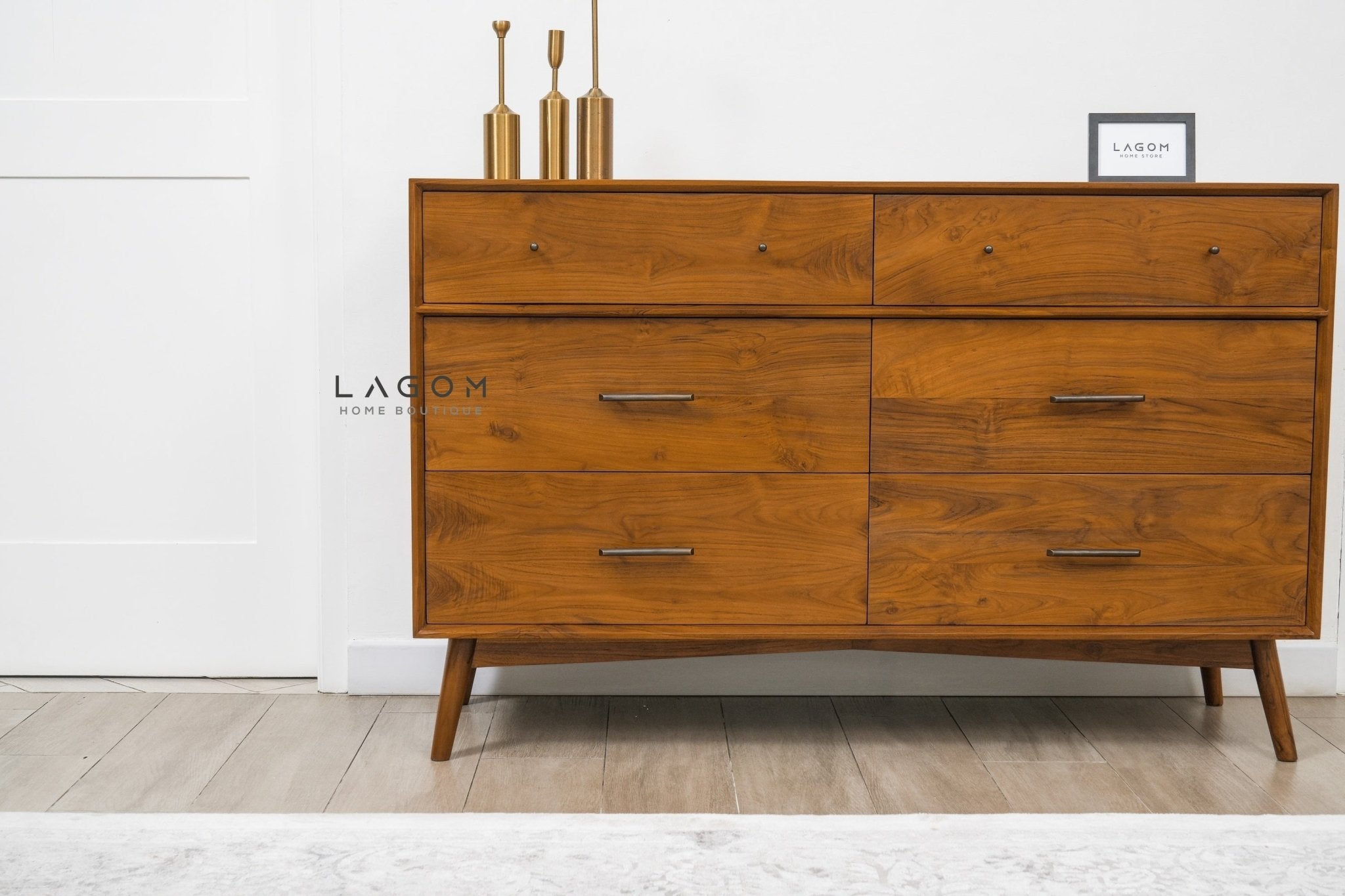 Solid Teak Buffet with 6 Drawers - Buffet - Lagom Home Boutique