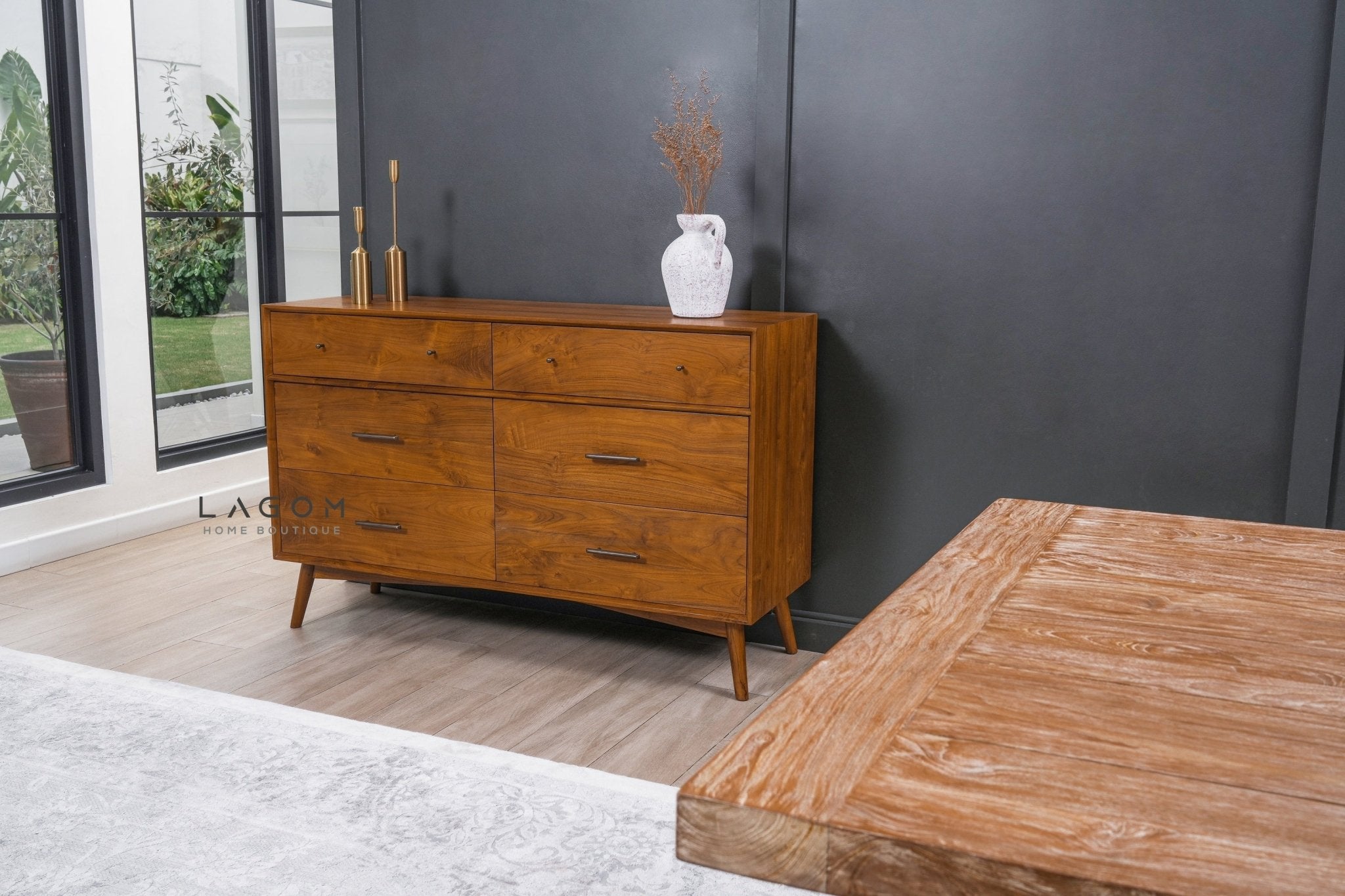 Solid Teak Buffet with 6 Drawers - Buffet - Lagom Home Boutique