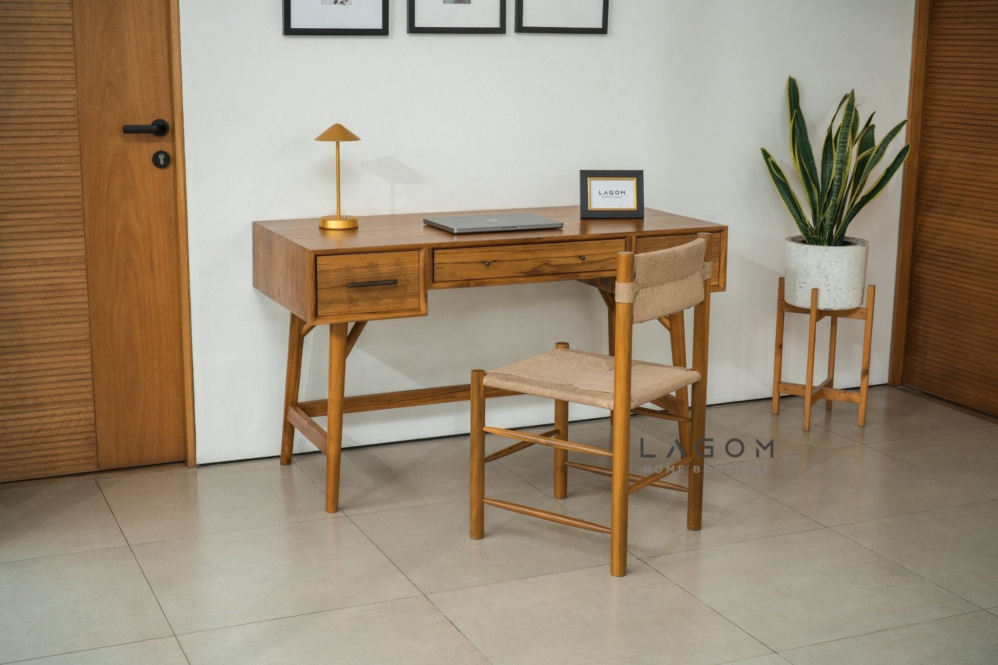 Solid Teak Chair with Artisanal Handwoven Loom - Chair - Lagom Home Boutique