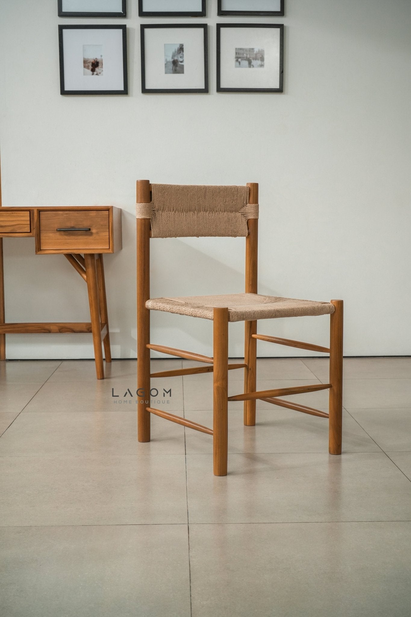 Solid Teak Chair with Artisanal Handwoven Loom - Chair - Lagom Home Boutique
