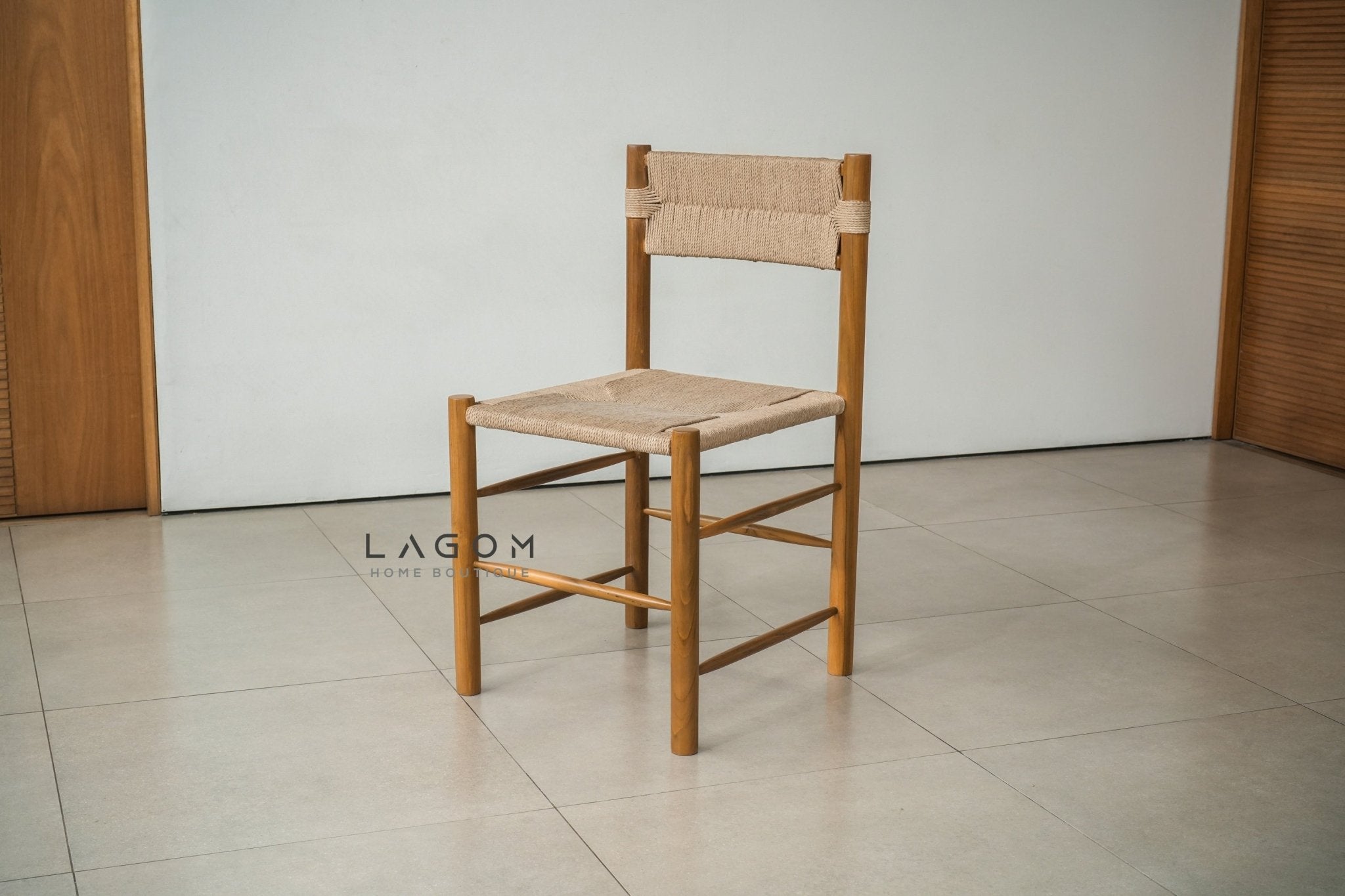 Solid Teak Chair with Artisanal Handwoven Loom - Chair - Lagom Home Boutique