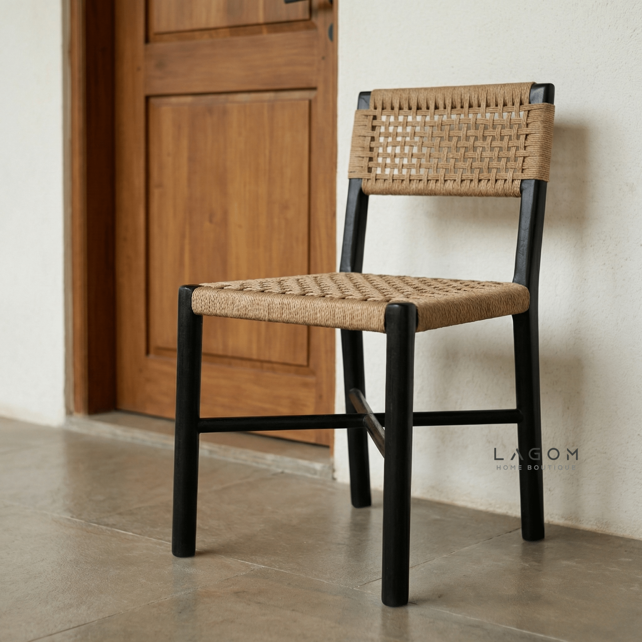 Solid Teak Chair with Handwoven Paper Loom - Chair - Lagom Home Boutique