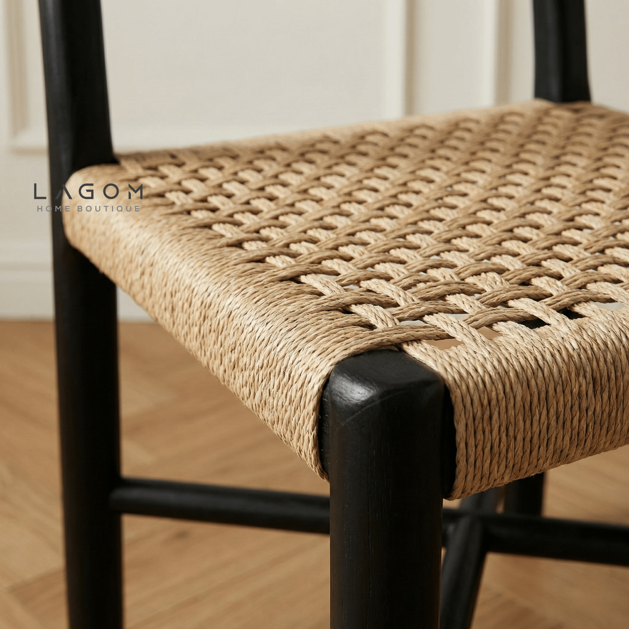 Solid Teak Chair with Handwoven Paper Loom - Chair - Lagom Home Boutique