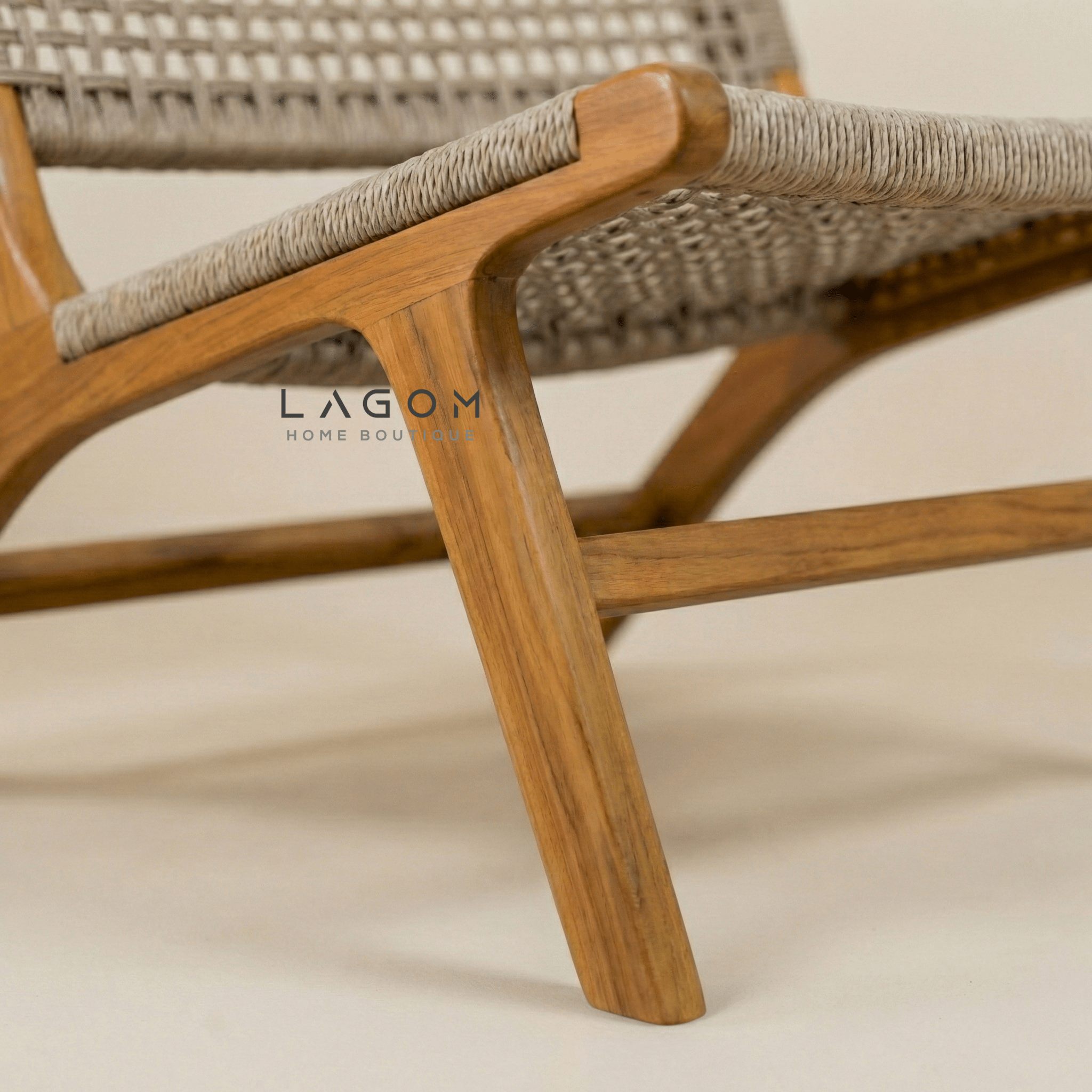 Solid Teak Lounge Chair with Handwoven Poly Hyacinth - Chair - Lagom Home Boutique