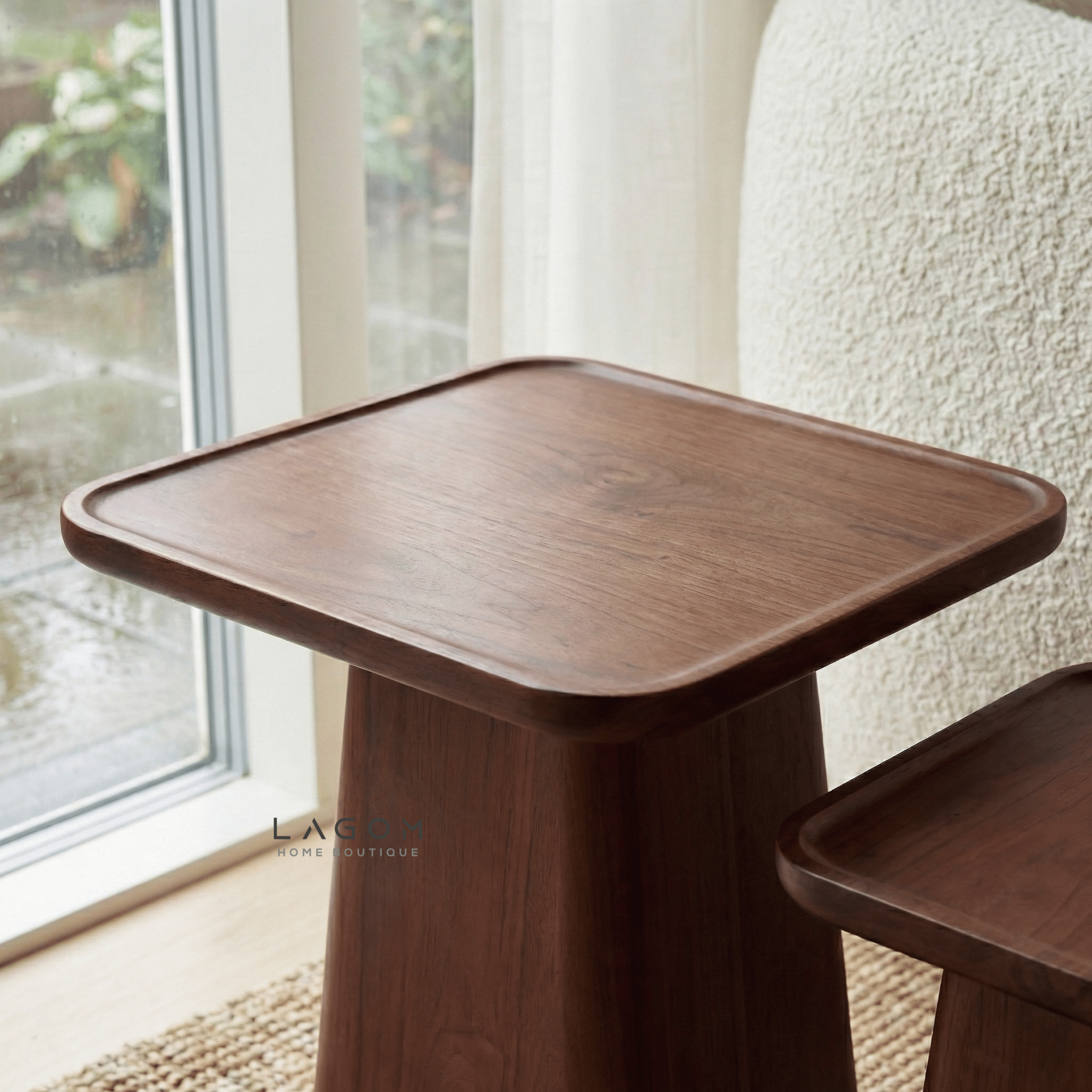 Solid Teak Nesting Side Tables – Set of 2 - Side Table - Lagom Home Boutique