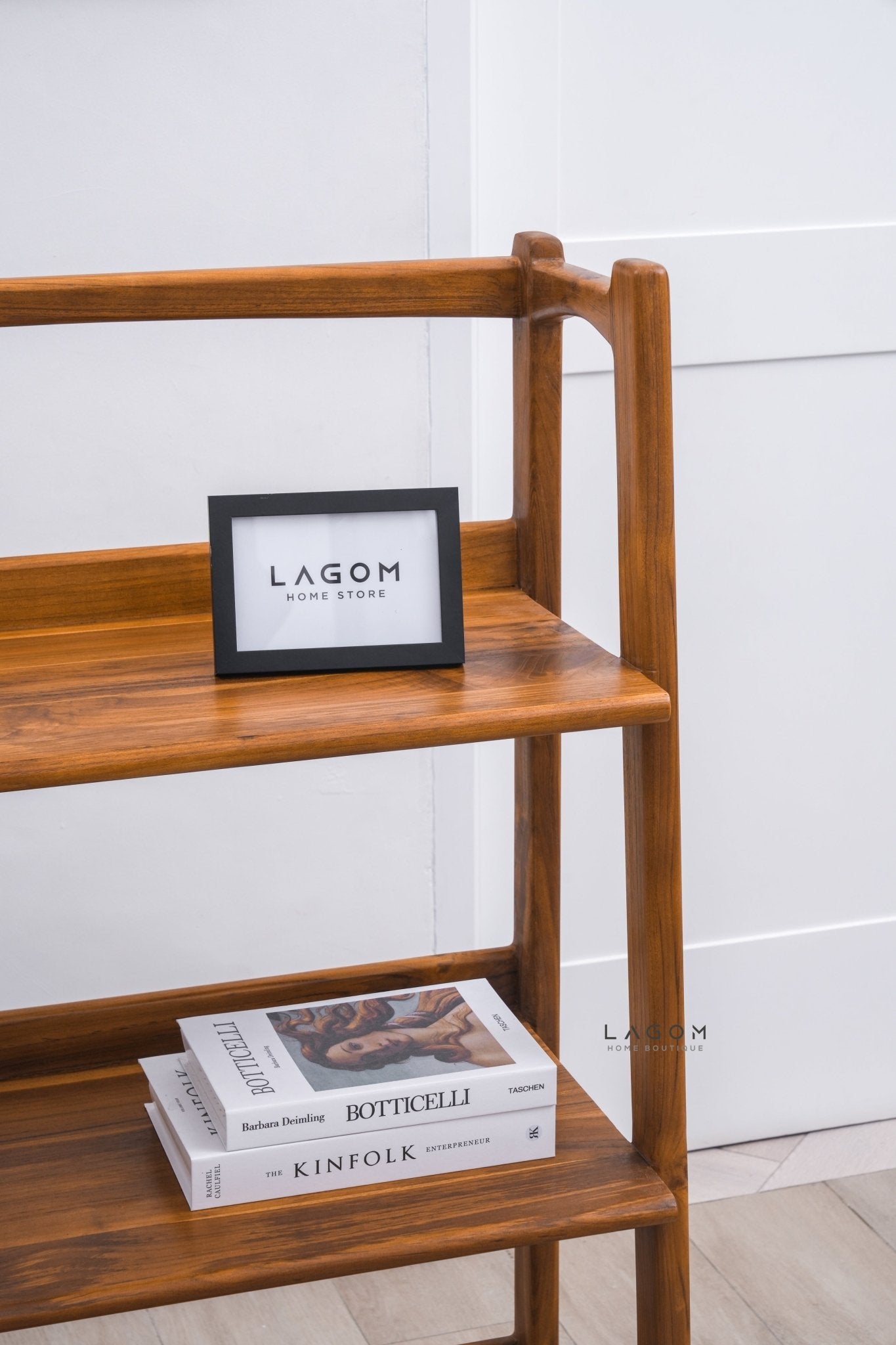 Solid Teak Open Shelf with 3 Tiers - Bookshelves - Lagom Home Boutique