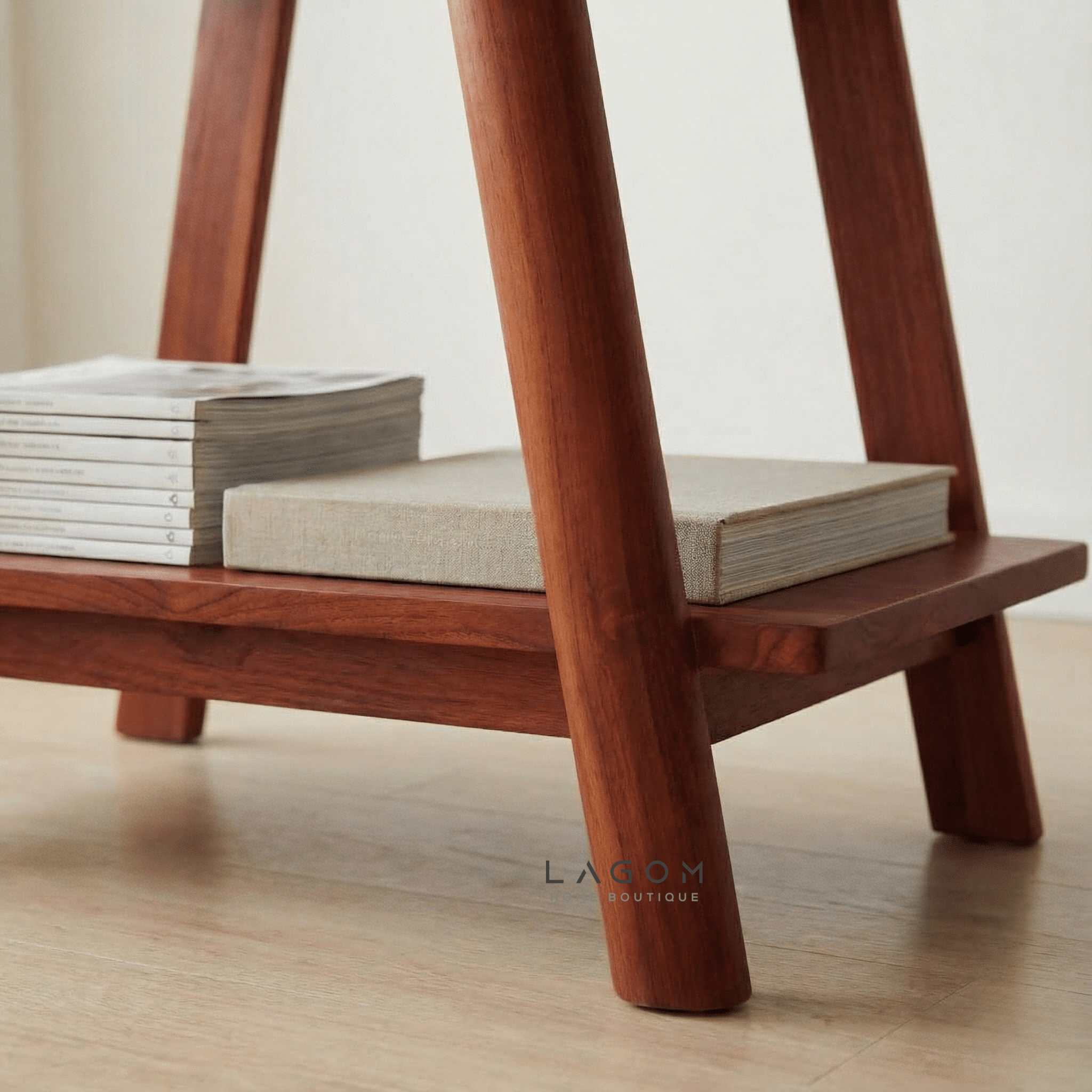 Solid Teak Side Table with Open Shelves - Side Table - Lagom Home Boutique