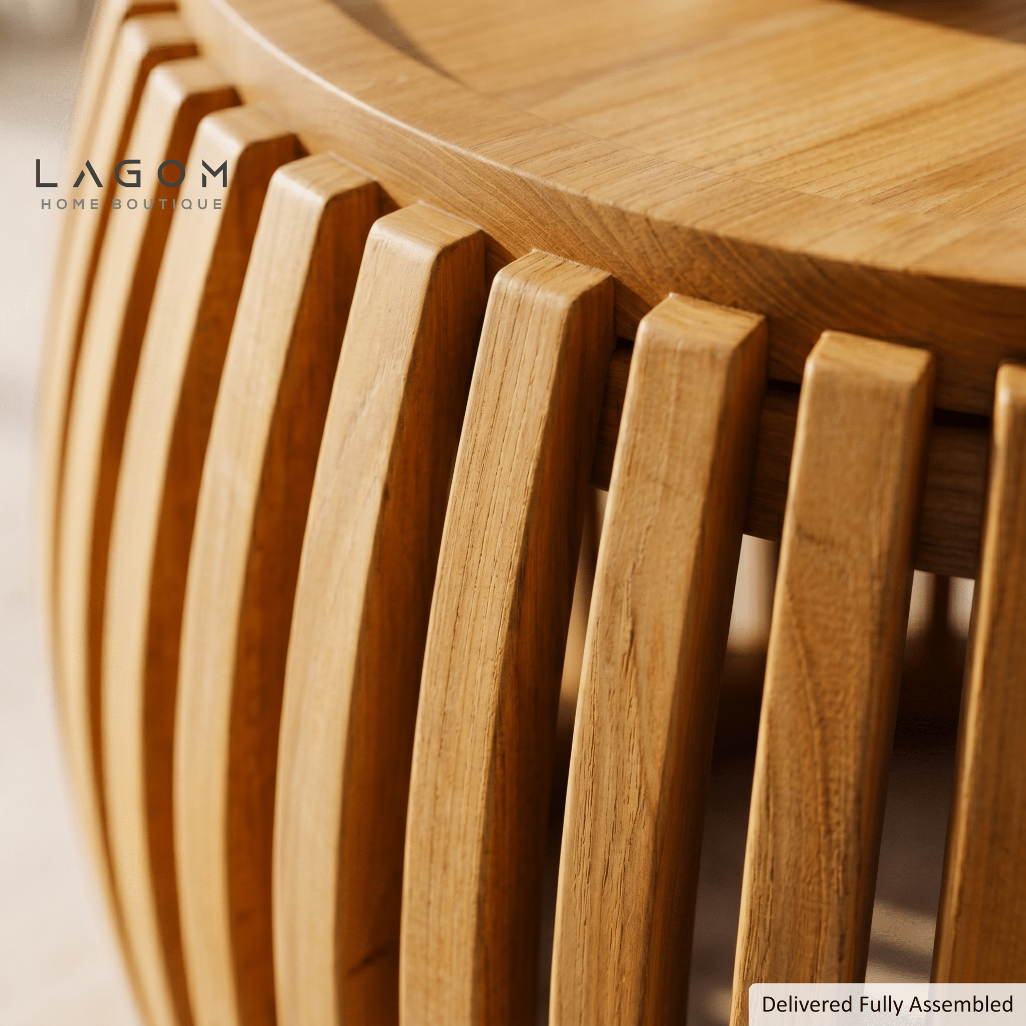 Solid Teak Slatted Coffee Table - Coffee Table - Lagom Home Boutique