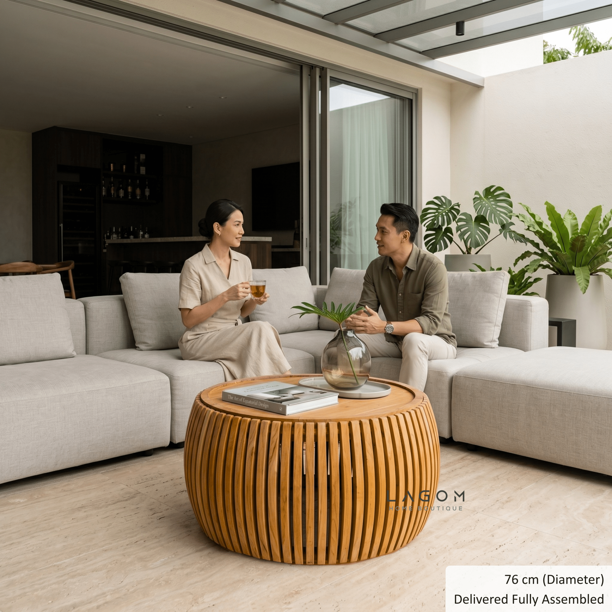 Solid Teak Slatted Coffee Table - Coffee Table - Lagom Home Boutique