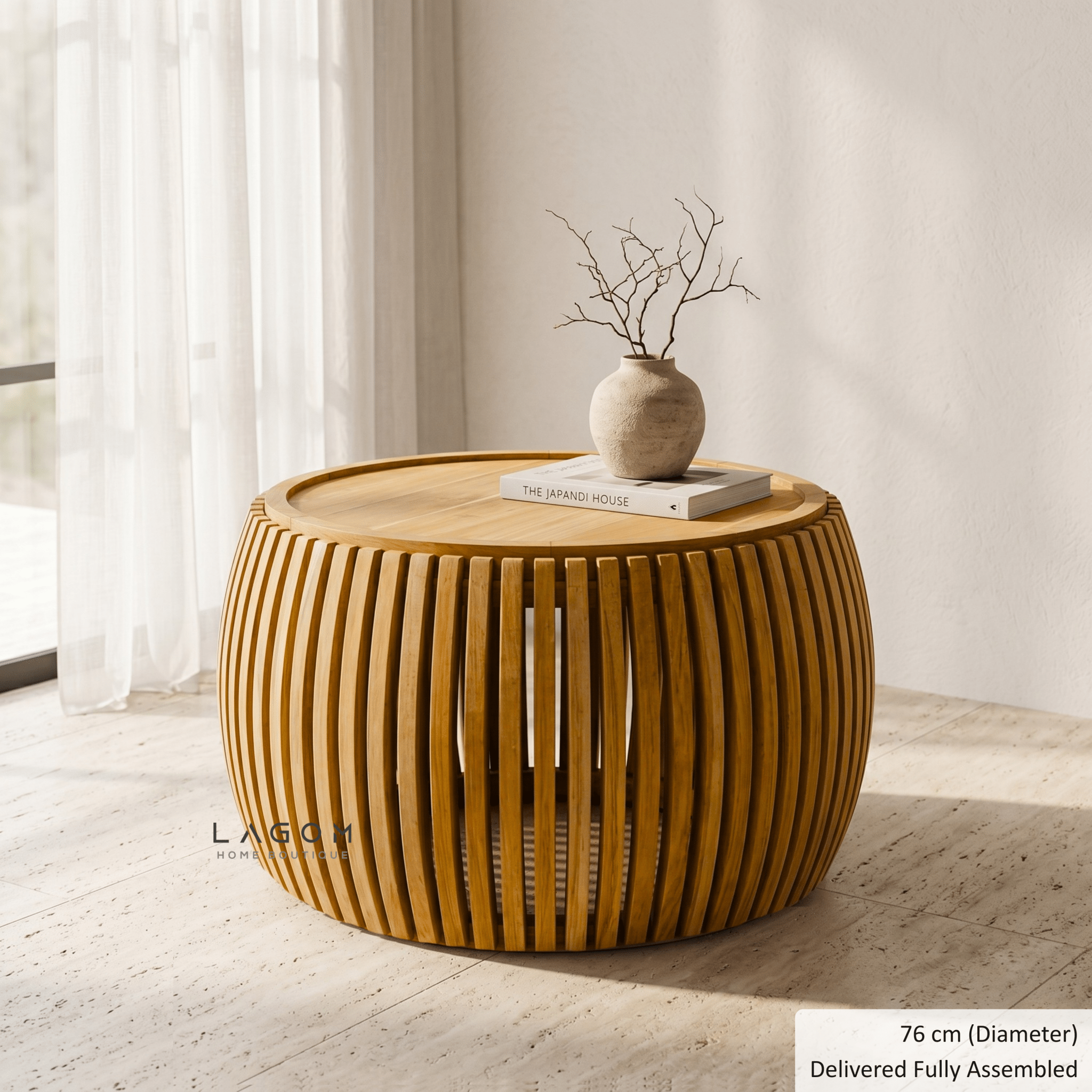 Solid Teak Slatted Coffee Table - Coffee Table - Lagom Home Boutique