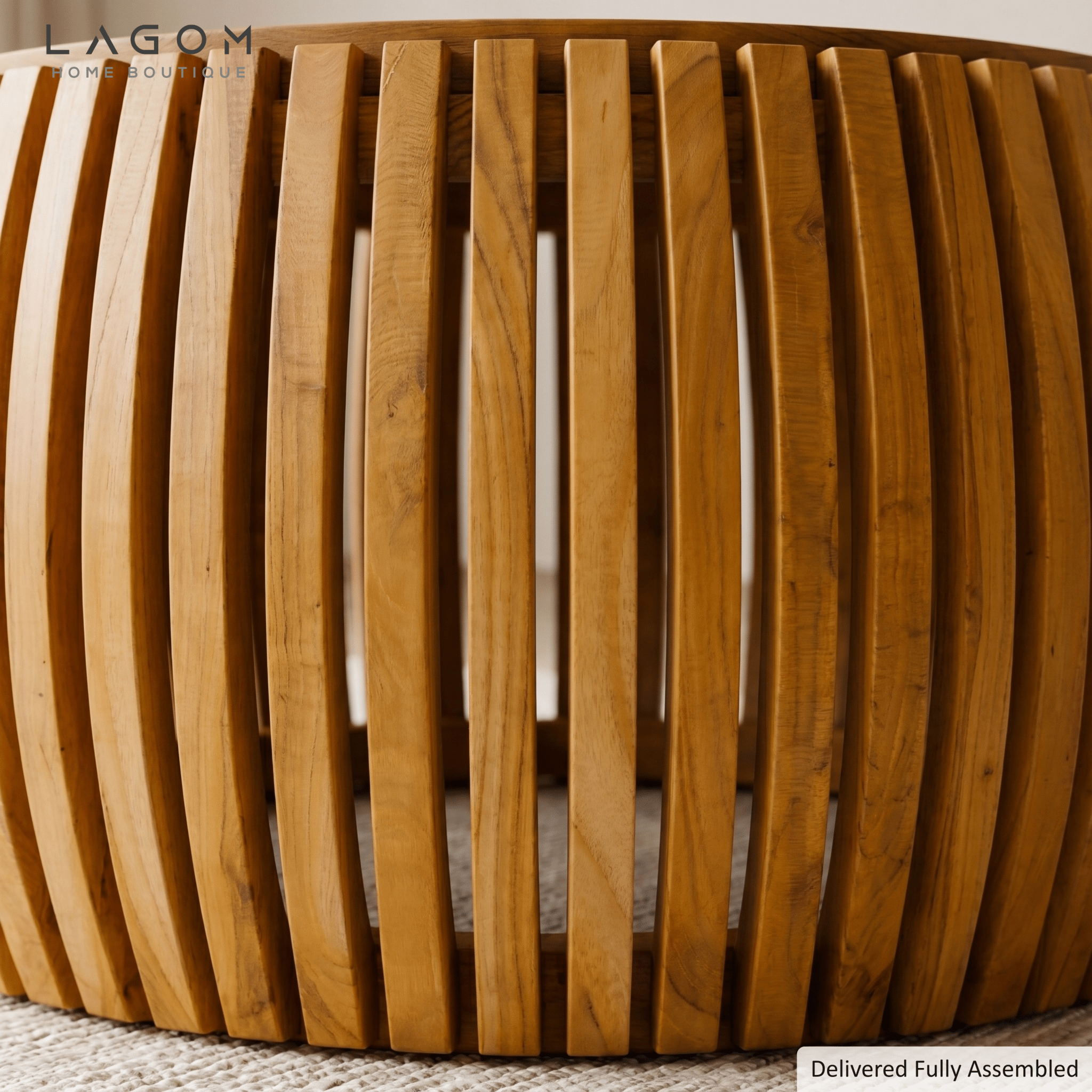 Solid Teak Slatted Coffee Table - Coffee Table - Lagom Home Boutique