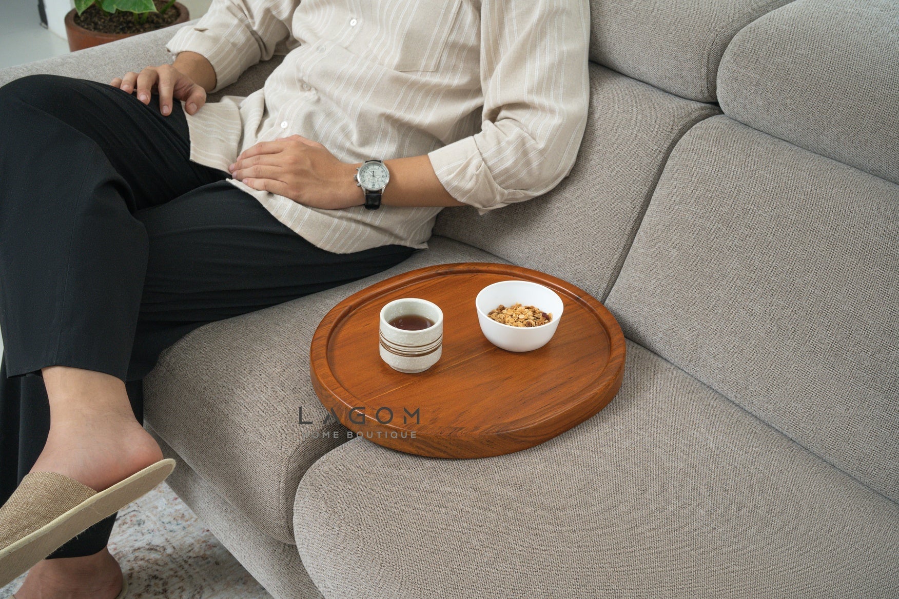 Solid Teak Sofa Tray Table - Sofa Tray - Lagom Home Boutique