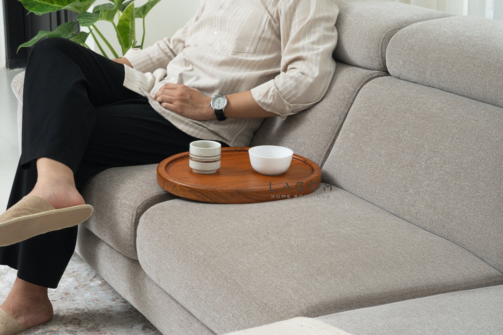 Solid Teak Sofa Tray Table - Sofa Tray - Lagom Home Boutique