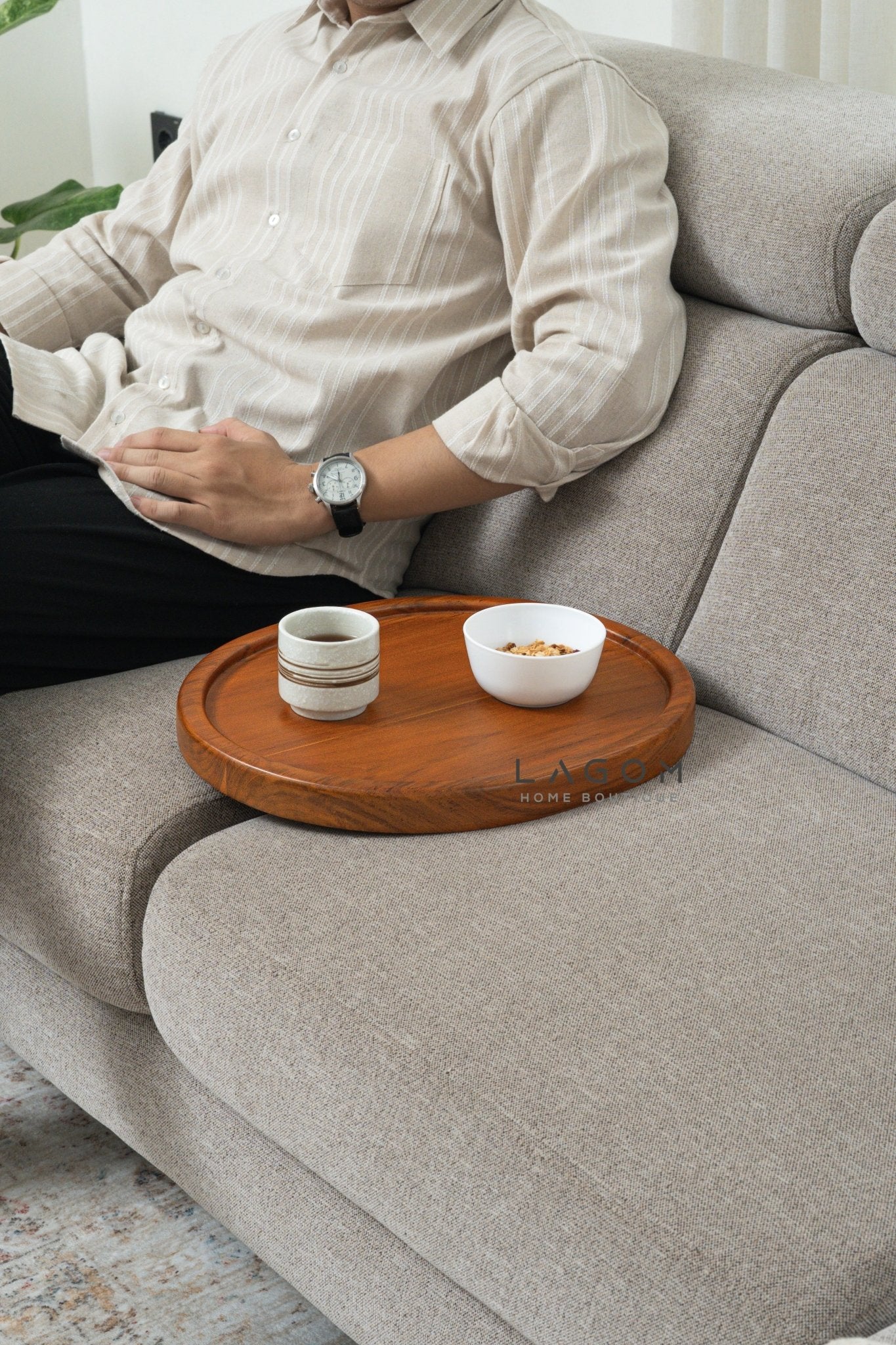 Solid Teak Sofa Tray Table - Sofa Tray - Lagom Home Boutique