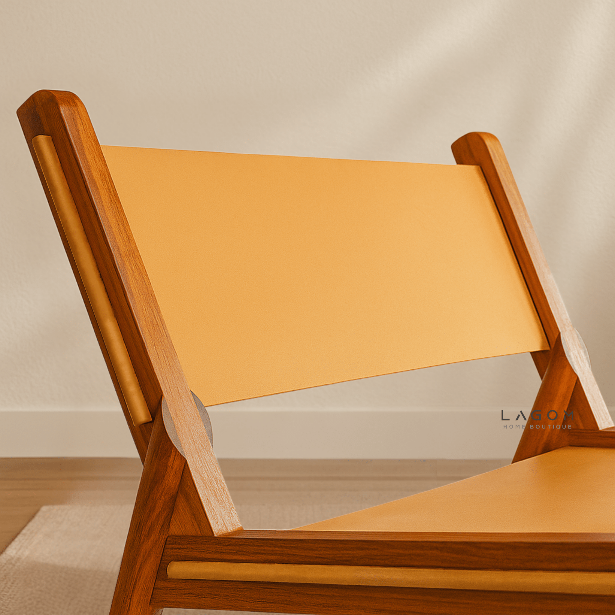Teak and Leather Lounge Chair - Chair - Lagom Home Boutique