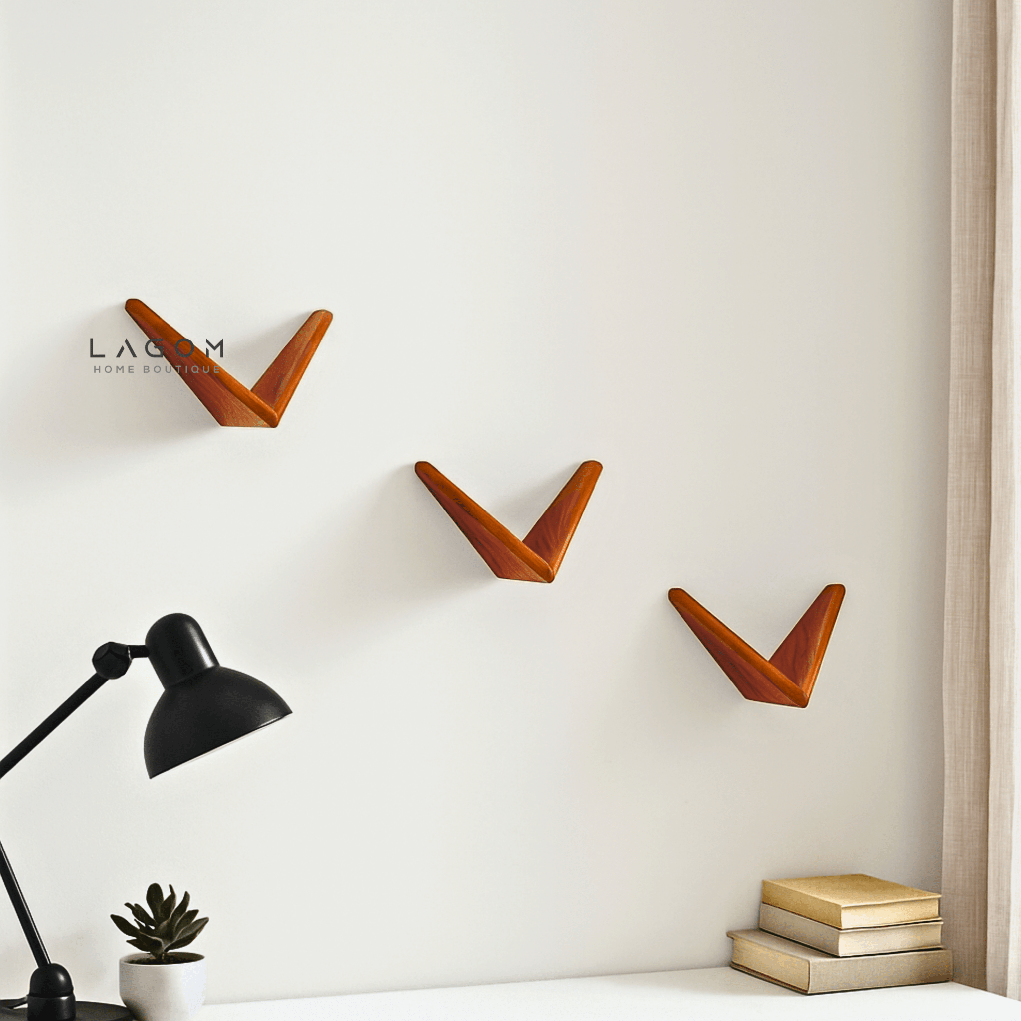 Teak Butterfly Shelf Set (Set of 4, 8 or 12) - Wall Shelf - Lagom Home Boutique