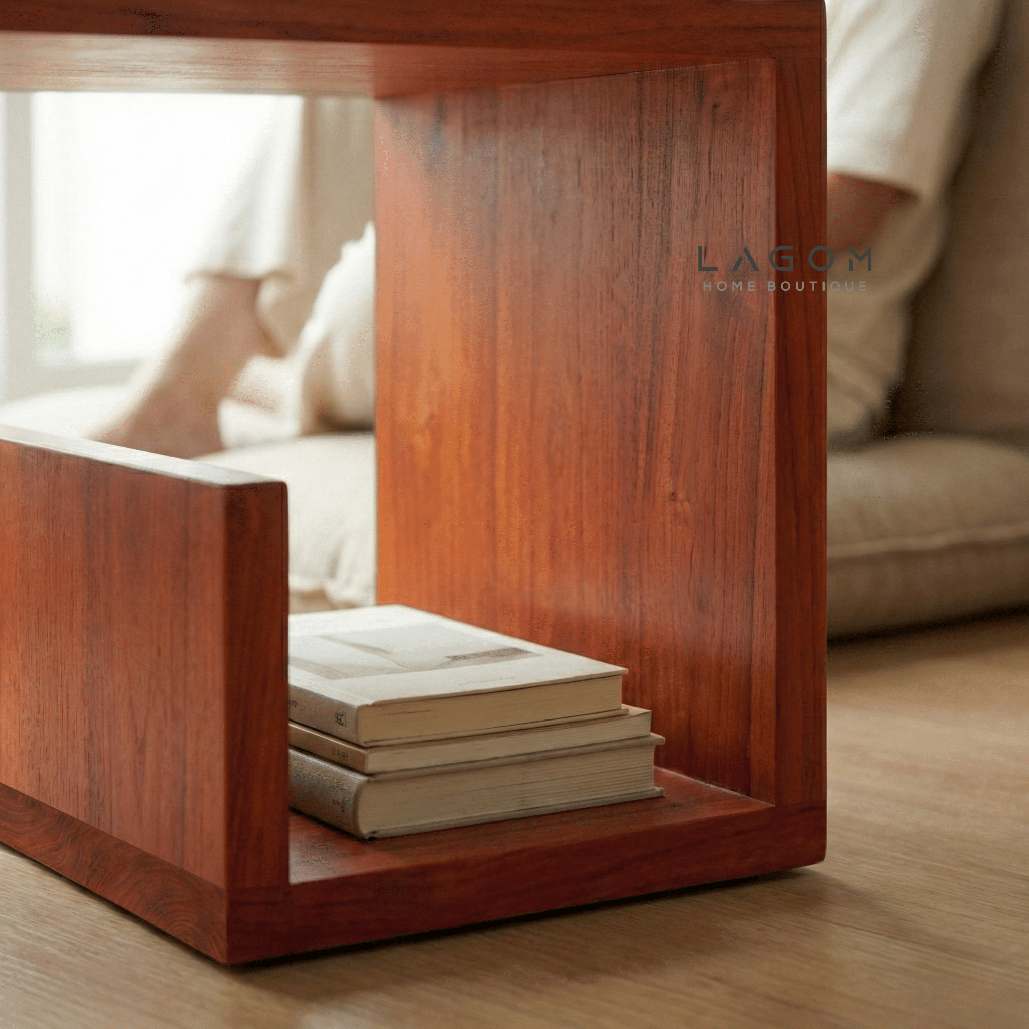 Teak Geometric Side Table - Side Table - Lagom Home Boutique