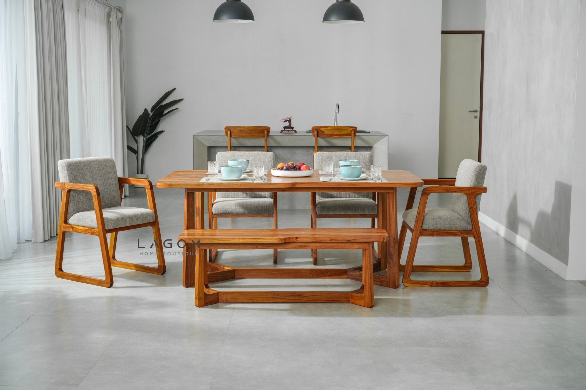 Teak Office & Dining Chair with Premium Cushion - Chair - Lagom Home Boutique